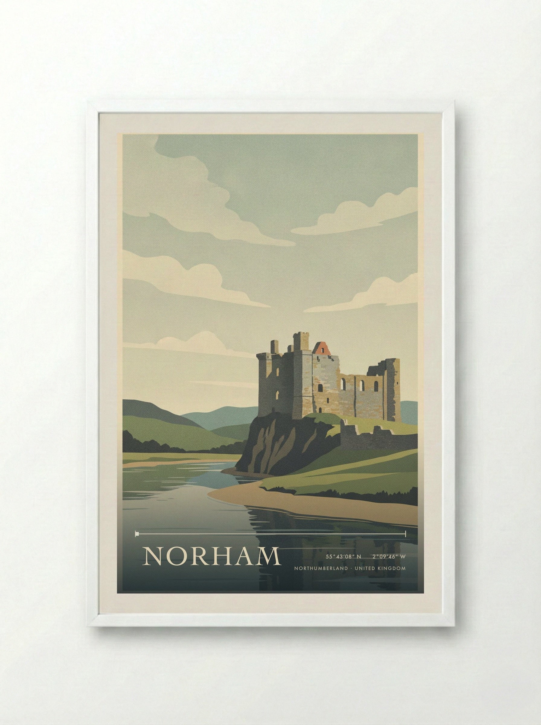 Norham Northumberland United Kingdom Travel Poster - Framed Print White