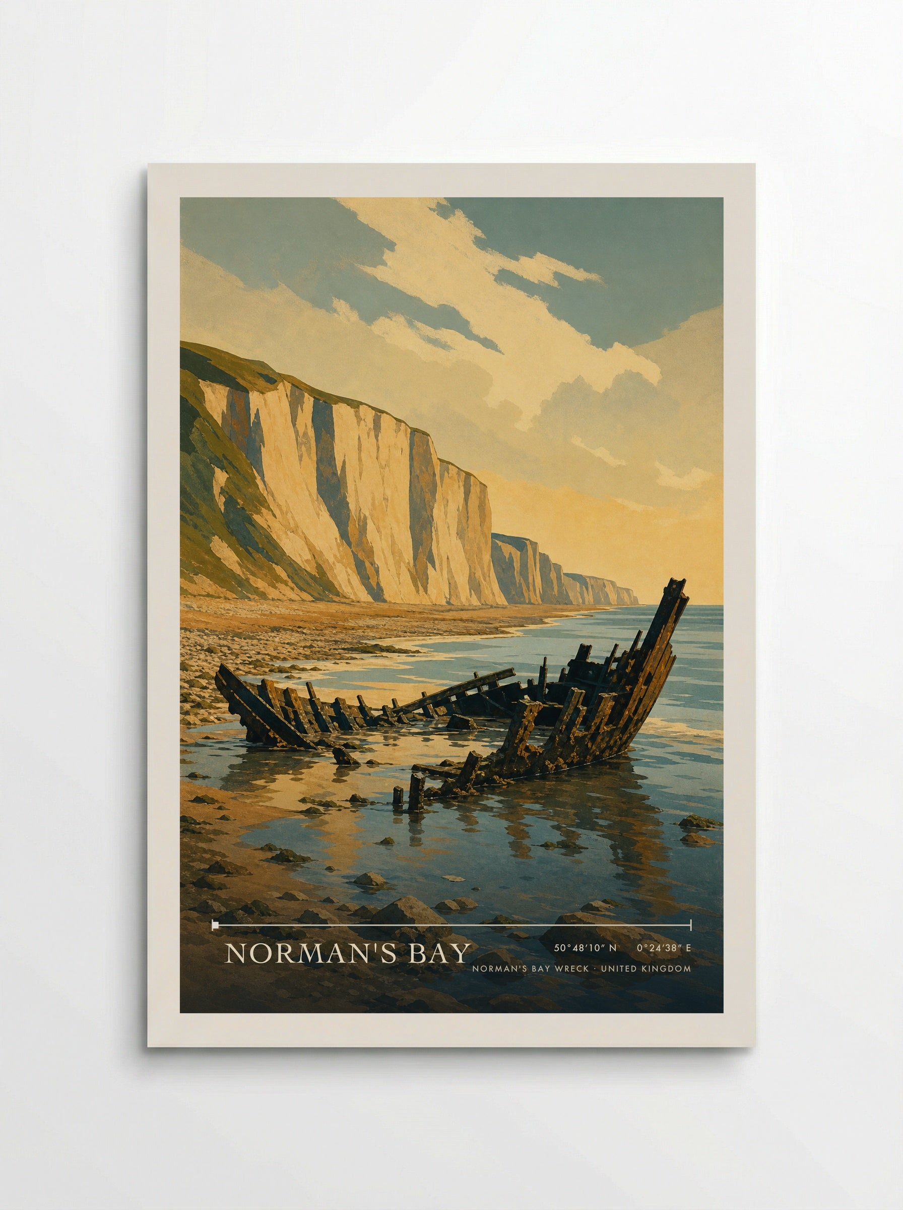 Norman's Bay Norman's Bay Wreck United Kingdom Travel Poster - Poster