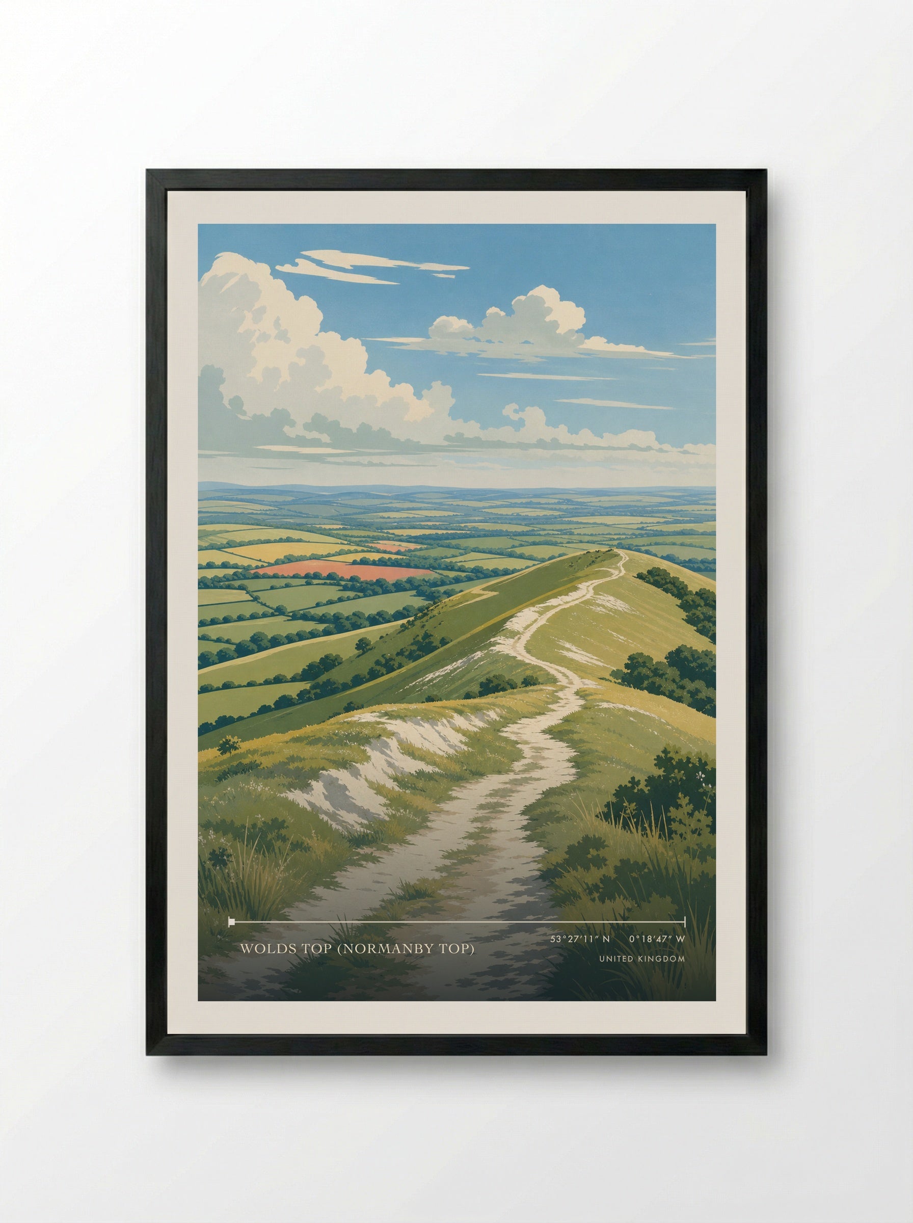 Normanby le Wold Top United Kingdom Travel Poster - Framed Print Black