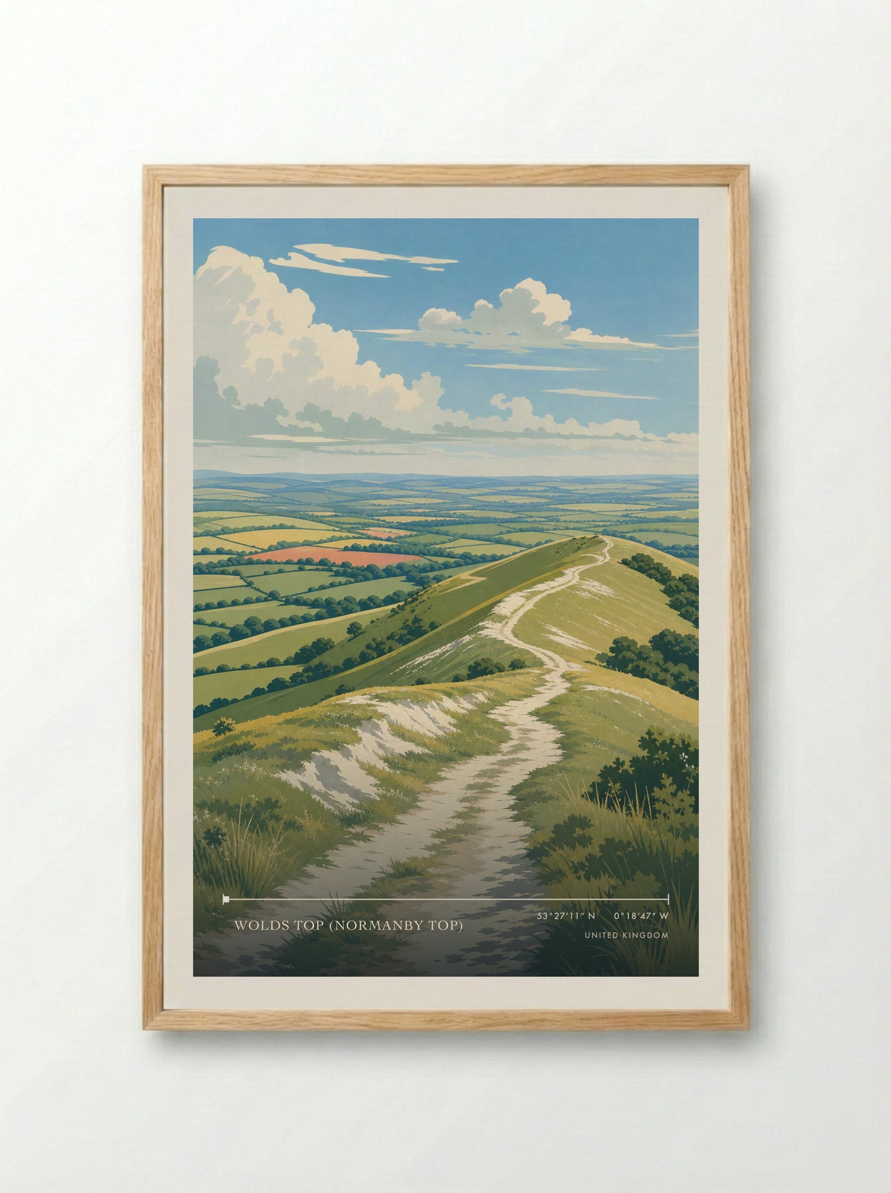 Normanby le Wold Top United Kingdom Travel Poster - Framed Print Wood