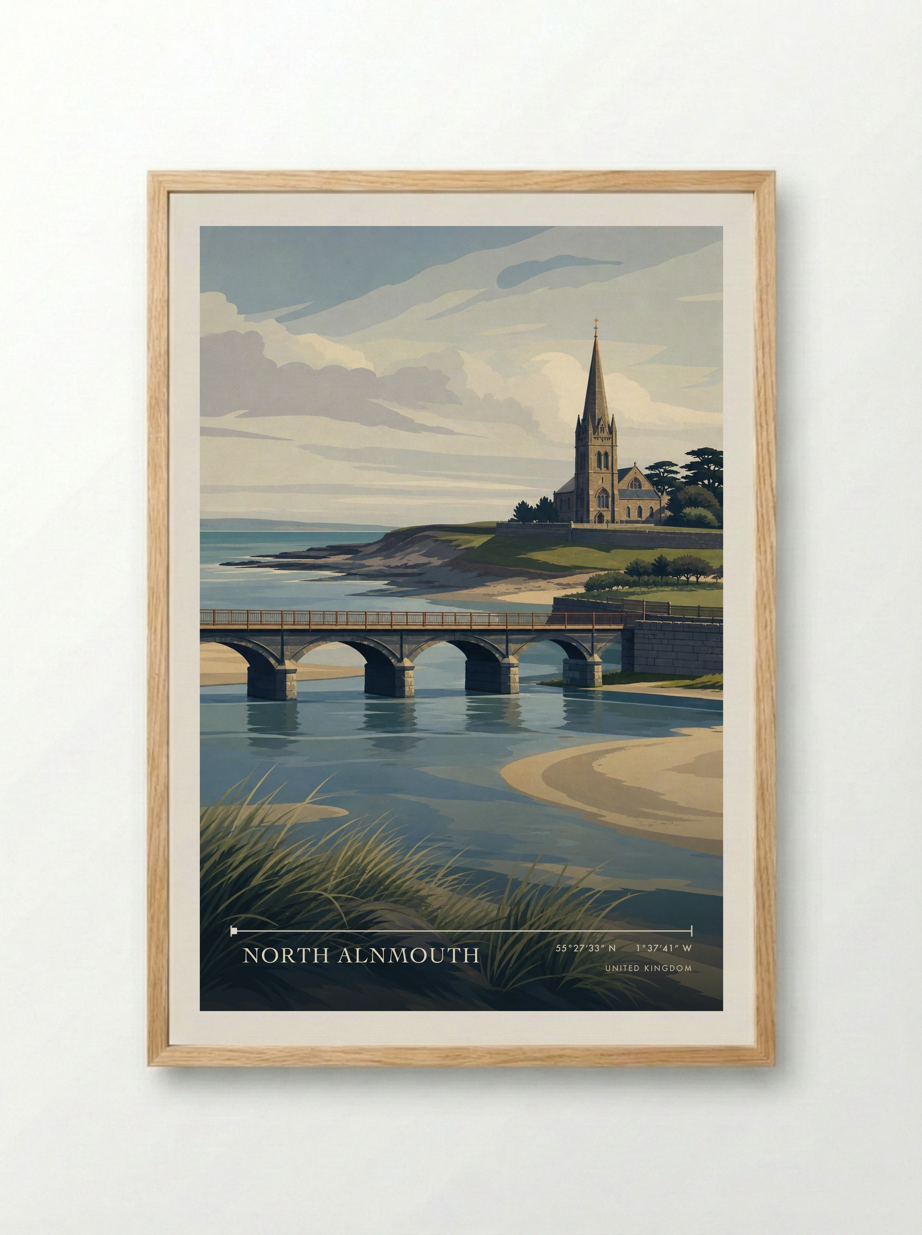 North Alnmouth United Kingdom Travel Poster - Framed Print Wood
