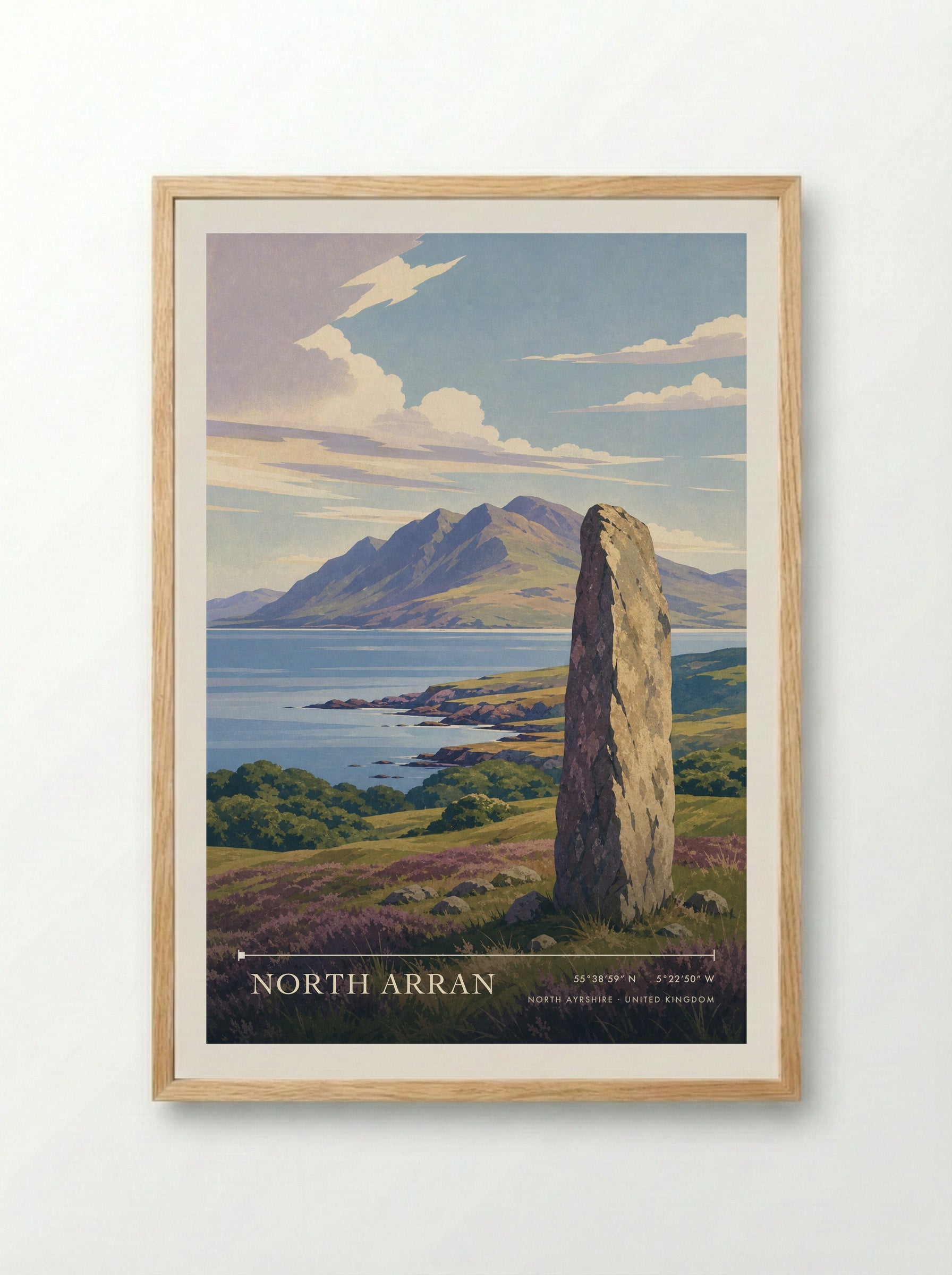 North Arran North Ayrshire United Kingdom Travel Poster - Framed Print Wood