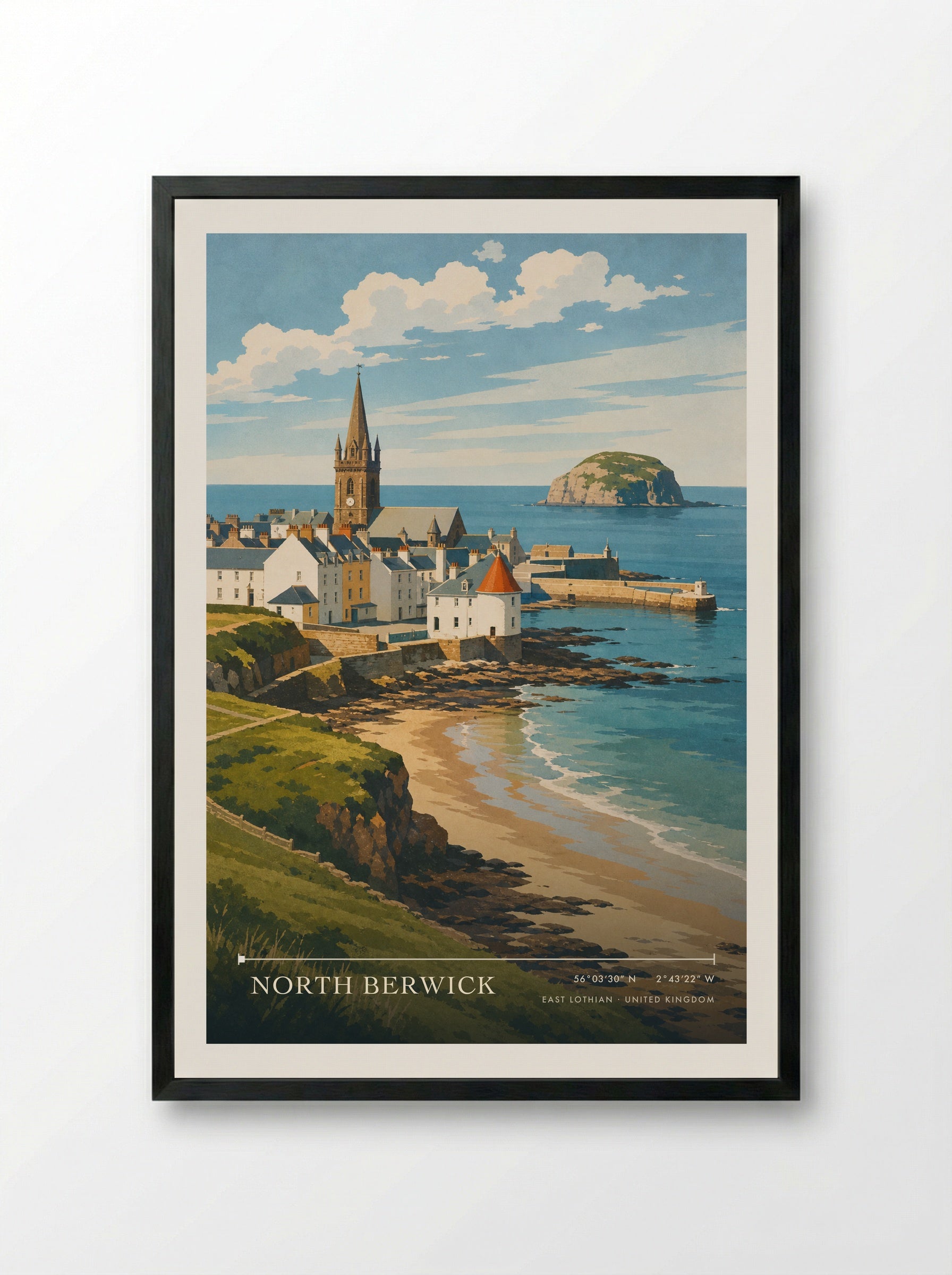 North Berwick East Lothian United Kingdom Travel Poster - Framed Print Black