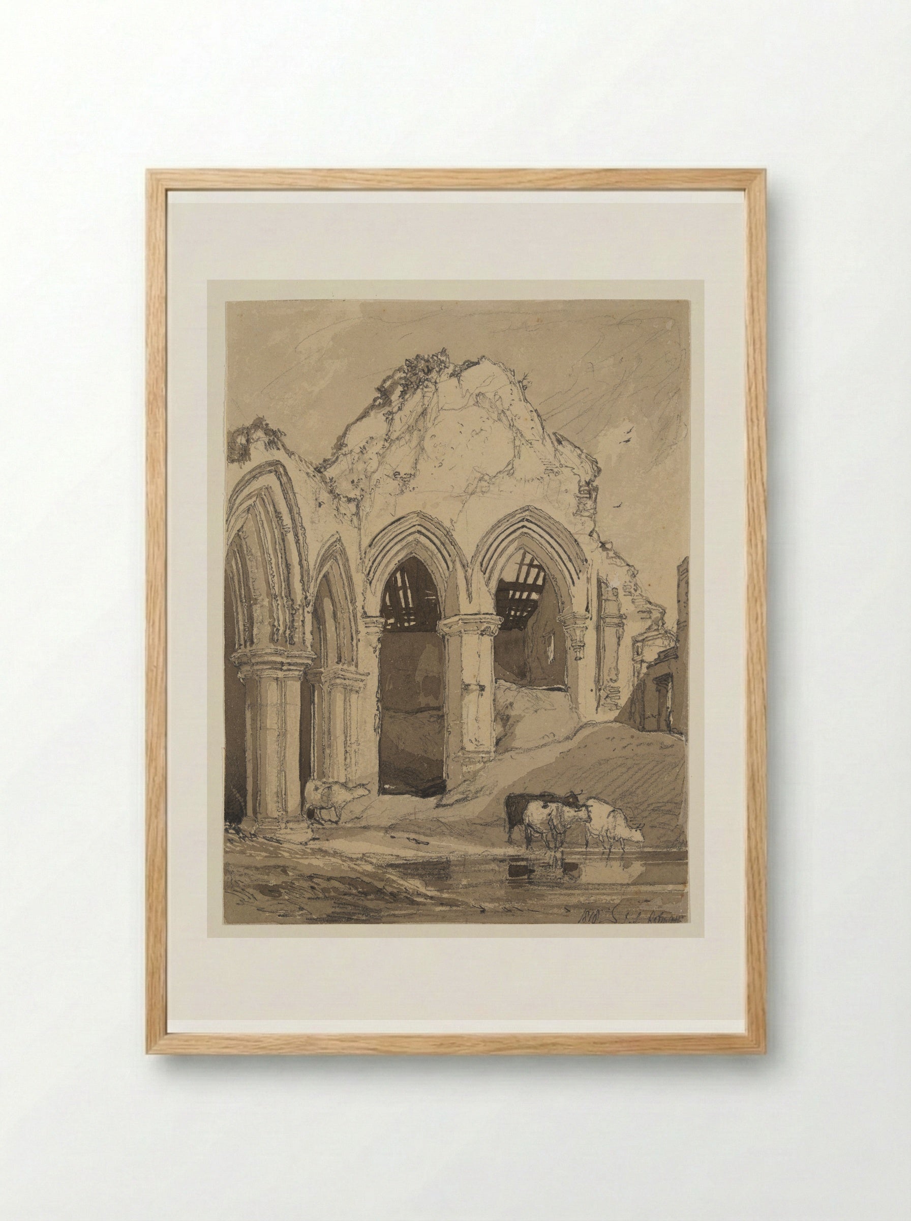 North Creake Abbey, Norfolk - John Sell Cotman - Framed Print Wood