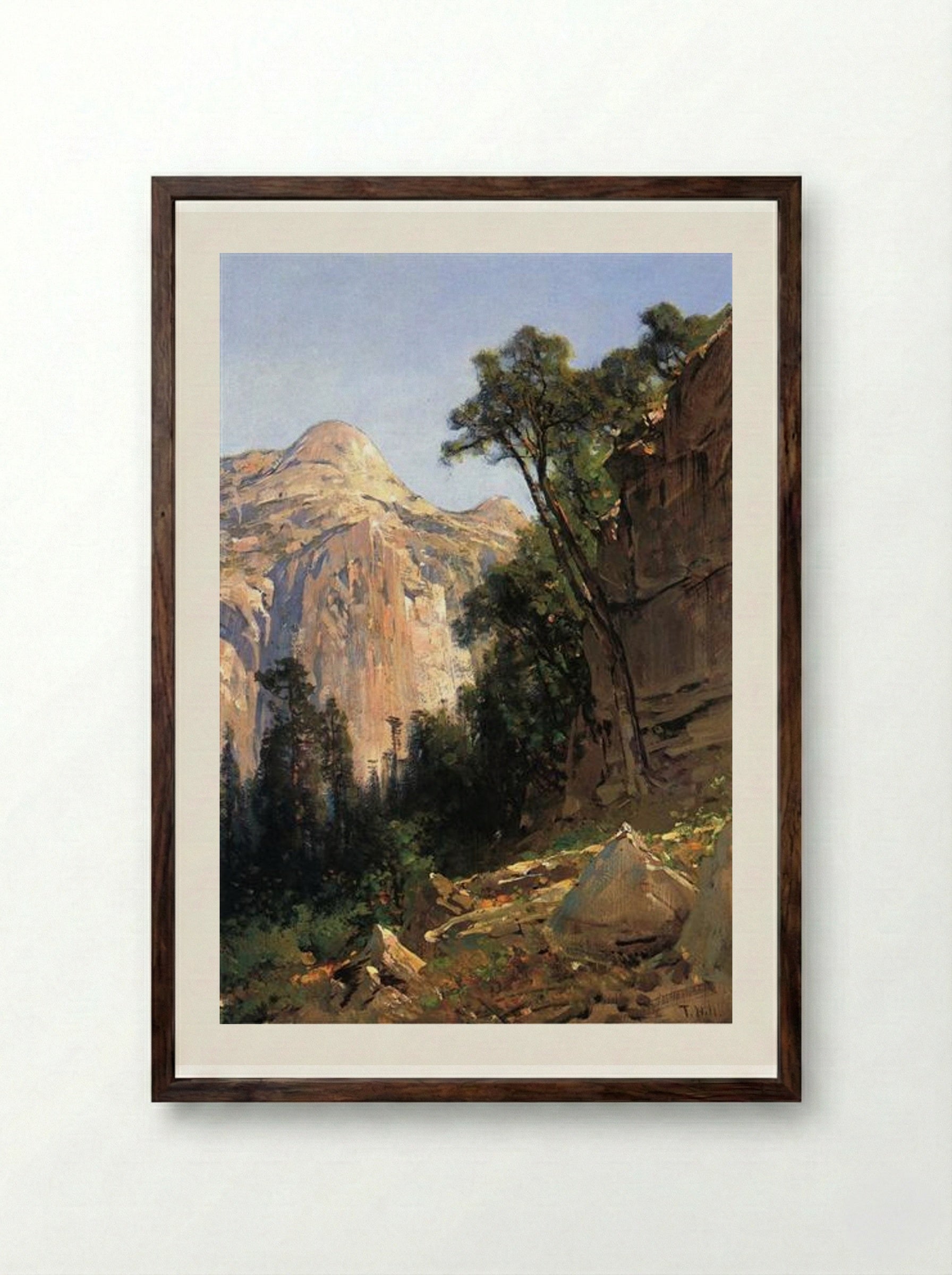 North Dome, Yosemite Valley - Thomas Hill - Framed Print Dark Wood