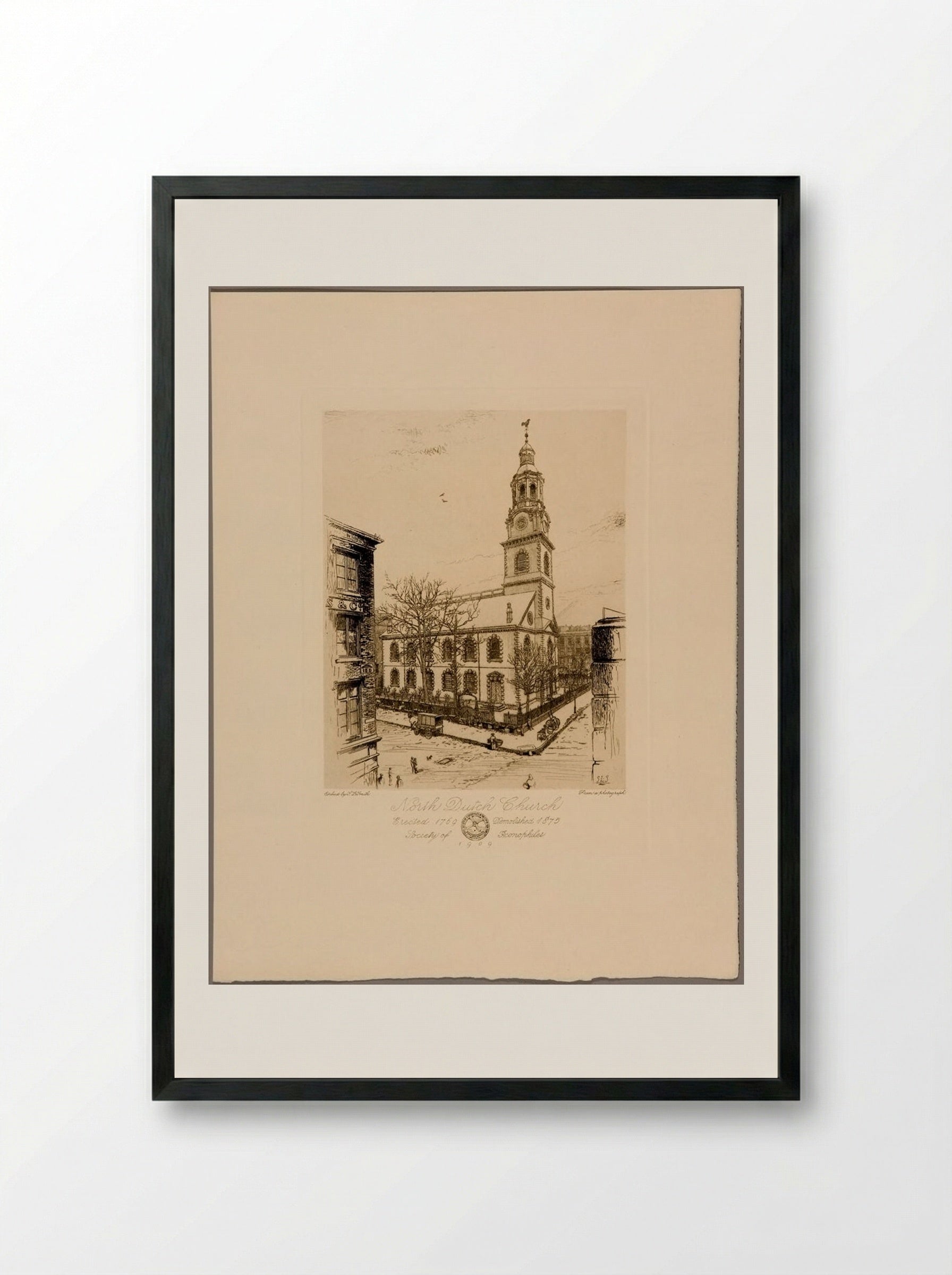 North Dutch Church, Erected 1769, Demolished 1875 - Sidney L. Smith - Framed Print Black