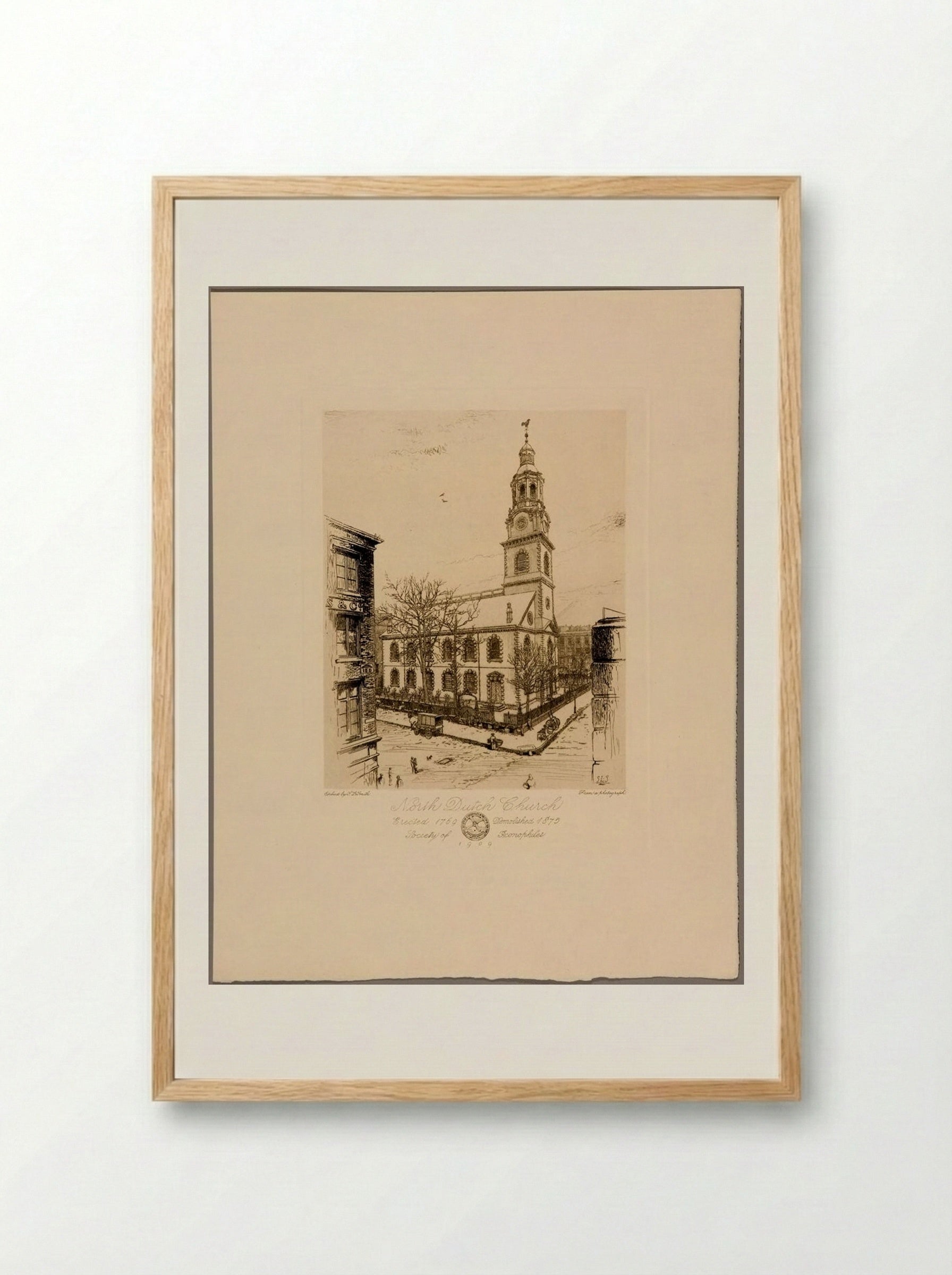 North Dutch Church, Erected 1769, Demolished 1875 - Sidney L. Smith - Framed Print Wood