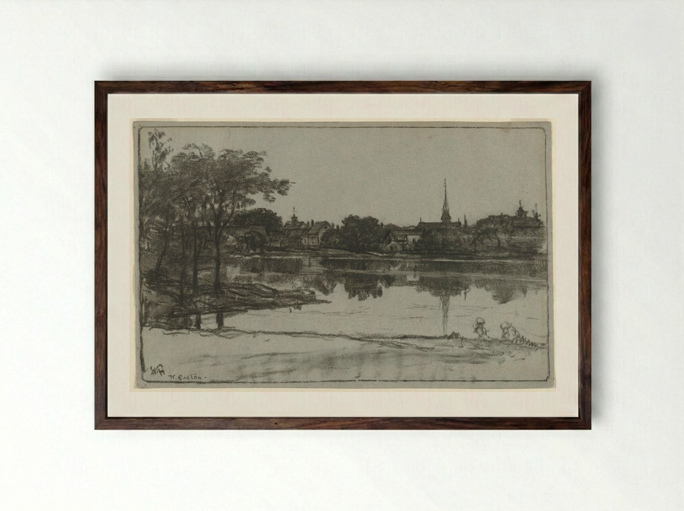 North Easton, Massachusetts - William Morris Hunt - Framed Print Dark Wood