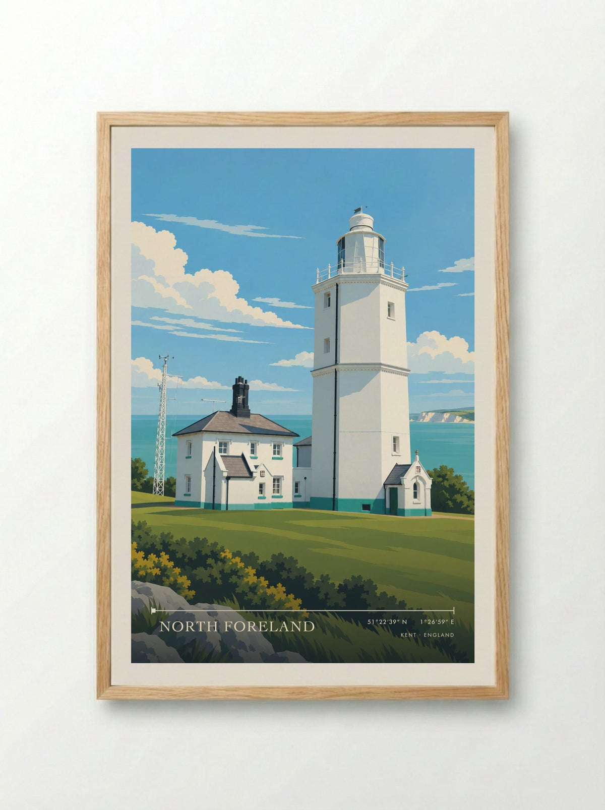 North Foreland, Kent | Travel Poster - Framed Print Wood