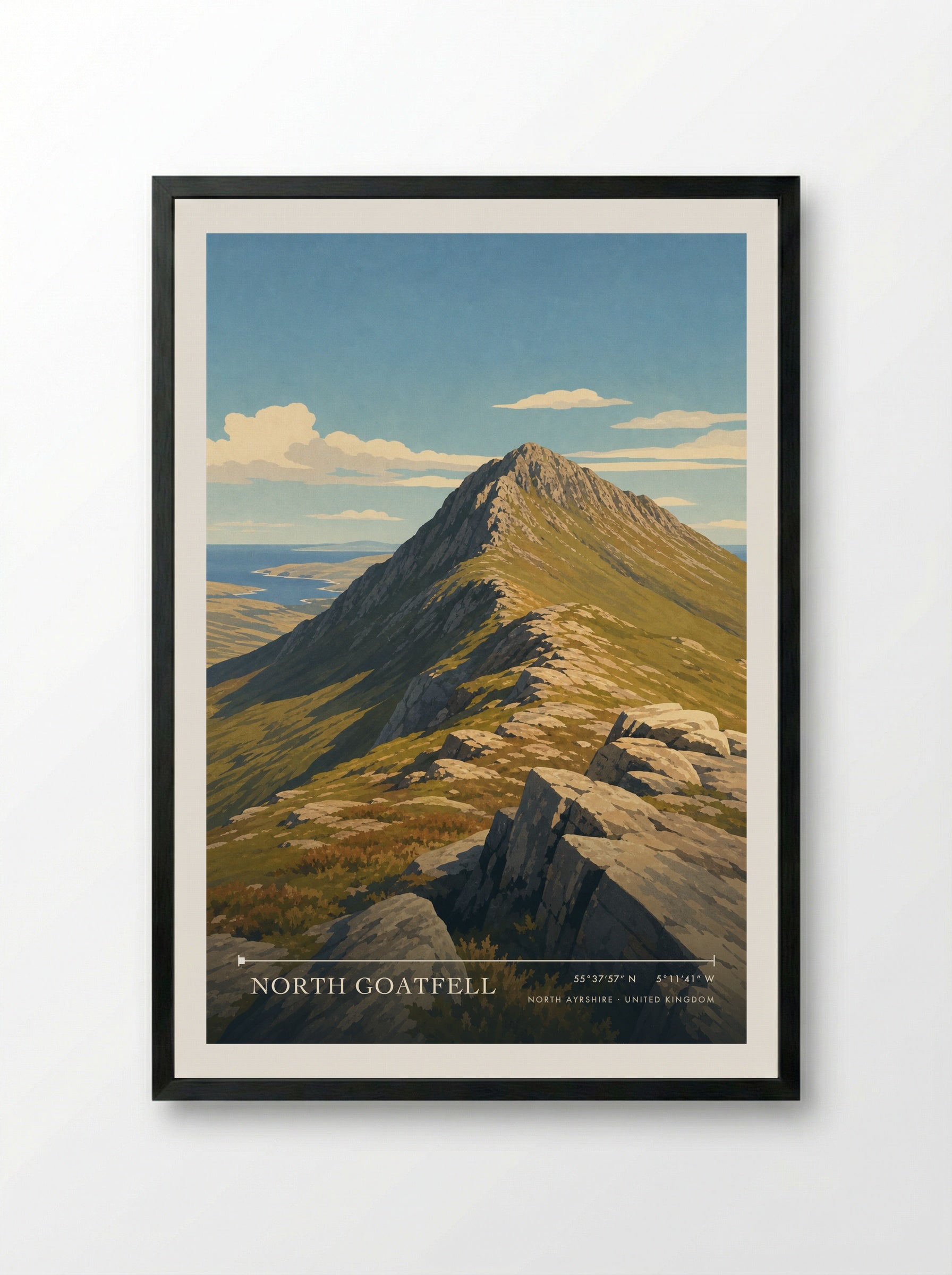 North Goatfell North Ayrshire United Kingdom Travel Poster - Framed Print Black
