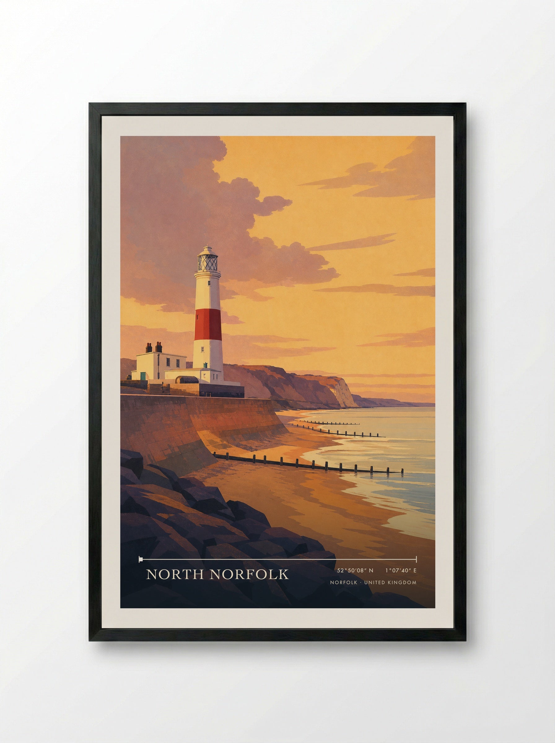 North Norfolk United Kingdom Travel Poster - Framed Print Black