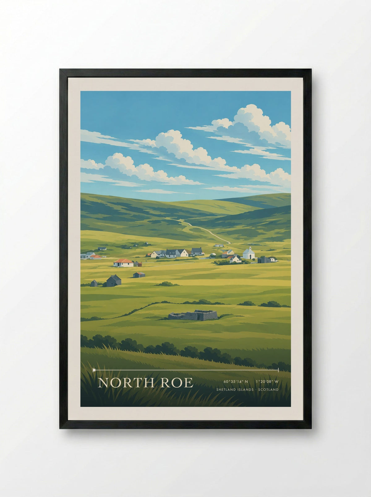 North Roe, Shetland Islands | Travel Poster - Framed Print Black