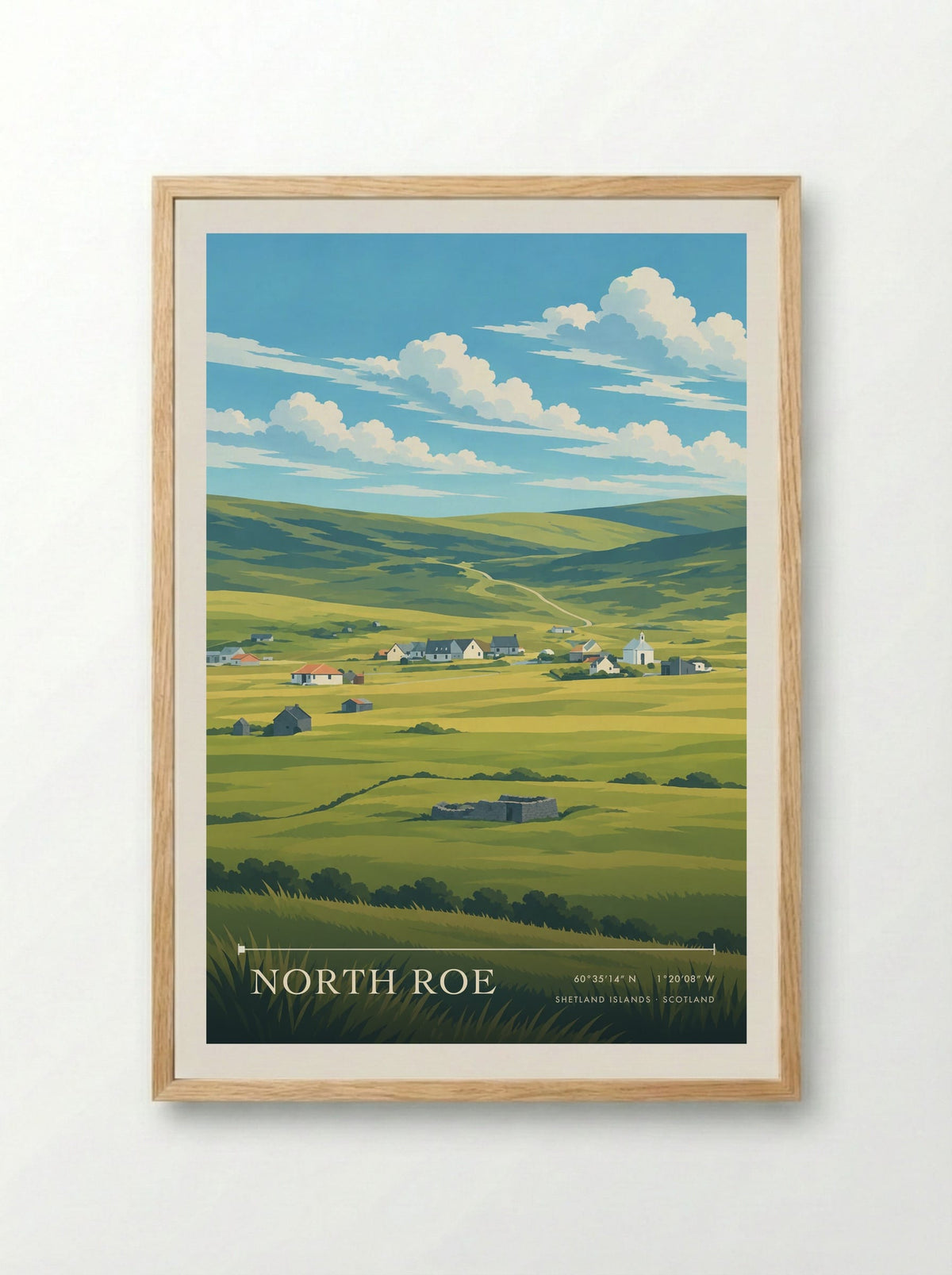 North Roe, Shetland Islands | Travel Poster - Framed Print Wood