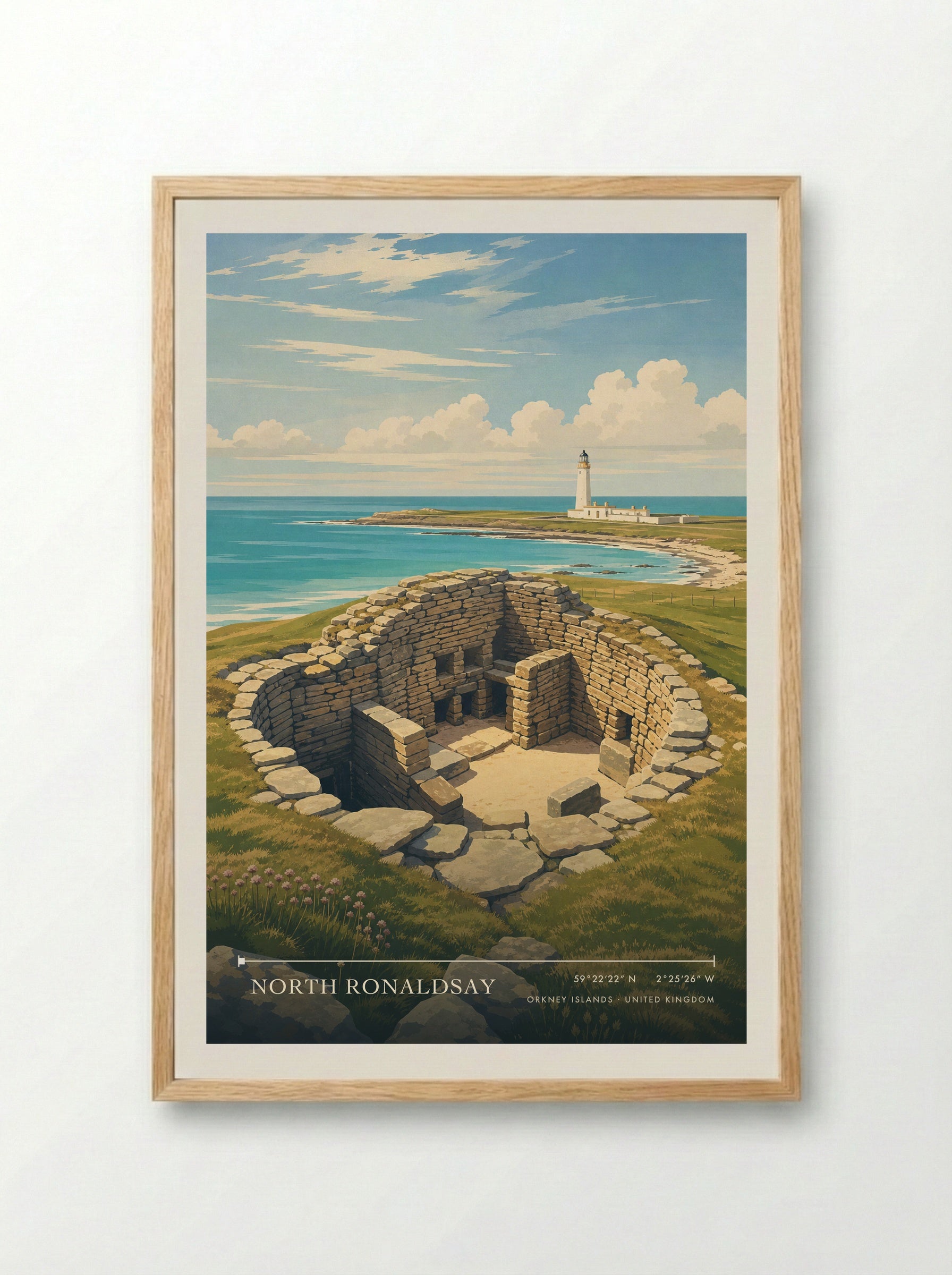 North Ronaldsay Orkney Islands United Kingdom Travel Poster - Framed Print Wood