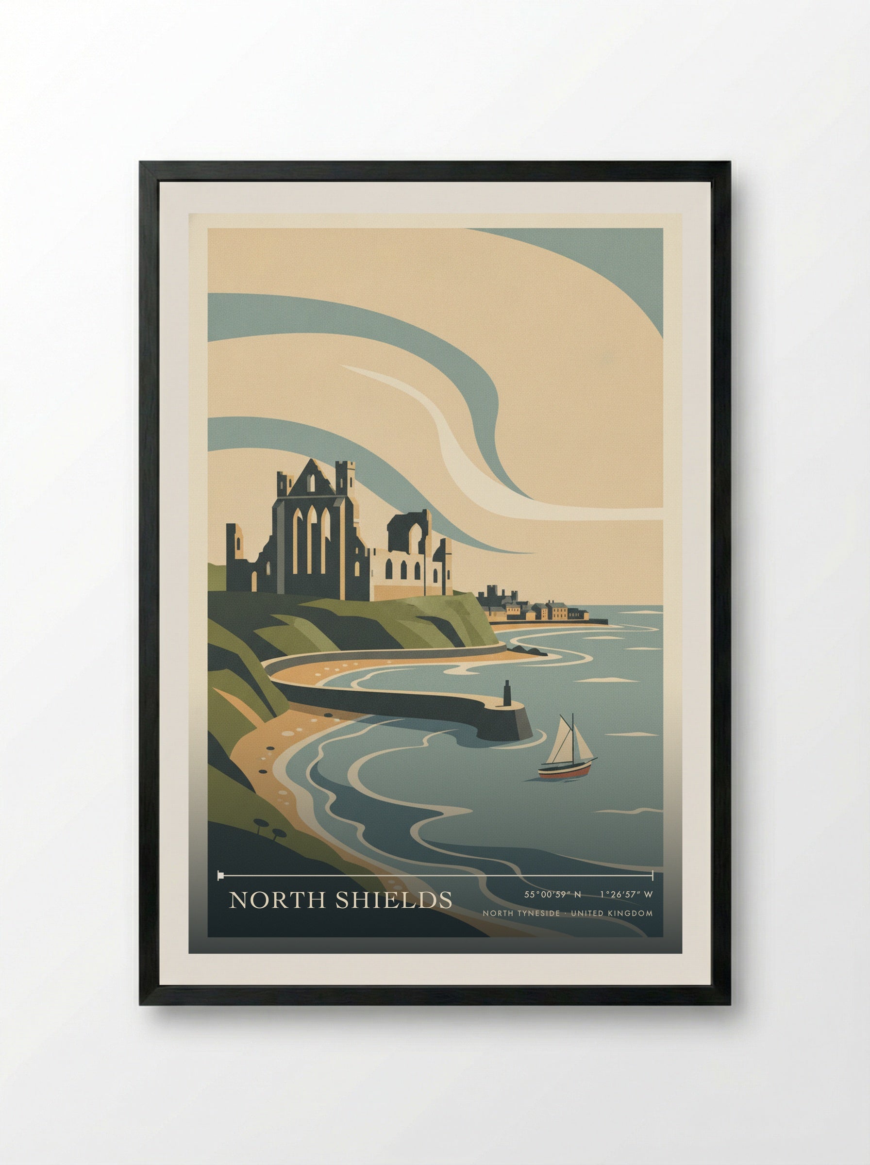 North Shields North Tyneside United Kingdom Travel Poster - Framed Print Black