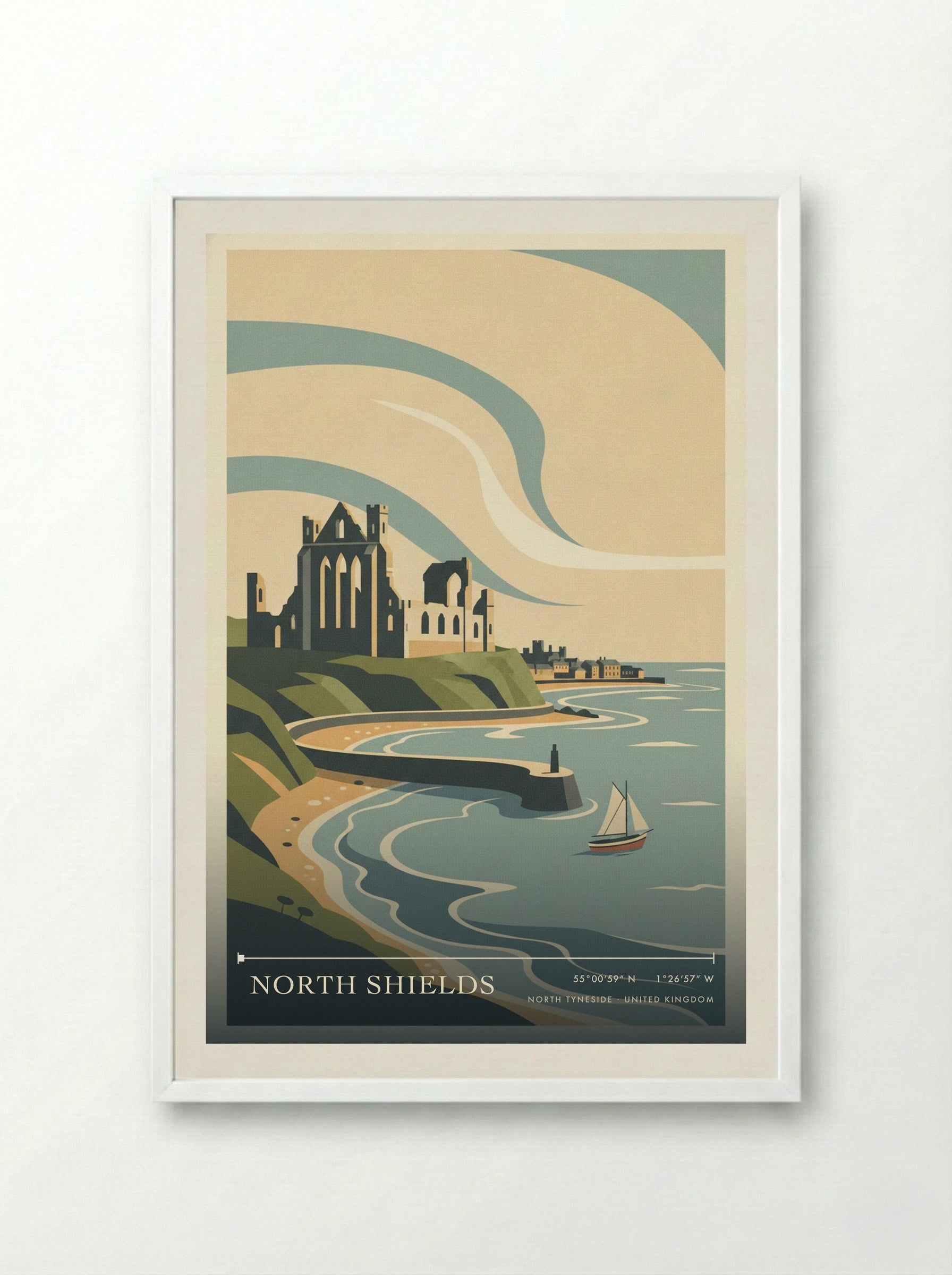 North Shields North Tyneside United Kingdom Travel Poster - Framed Print White