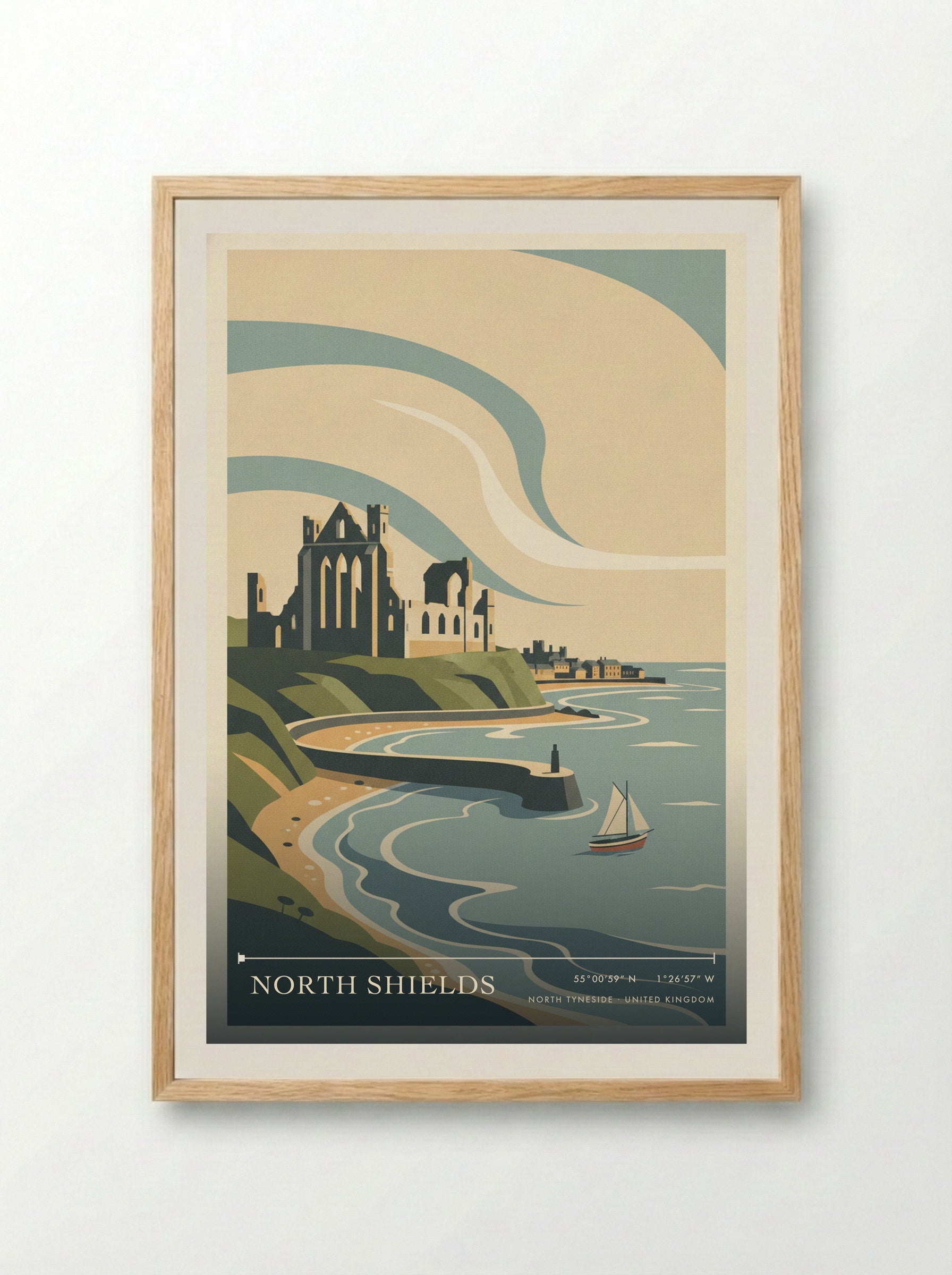 North Shields North Tyneside United Kingdom Travel Poster - Framed Print Wood