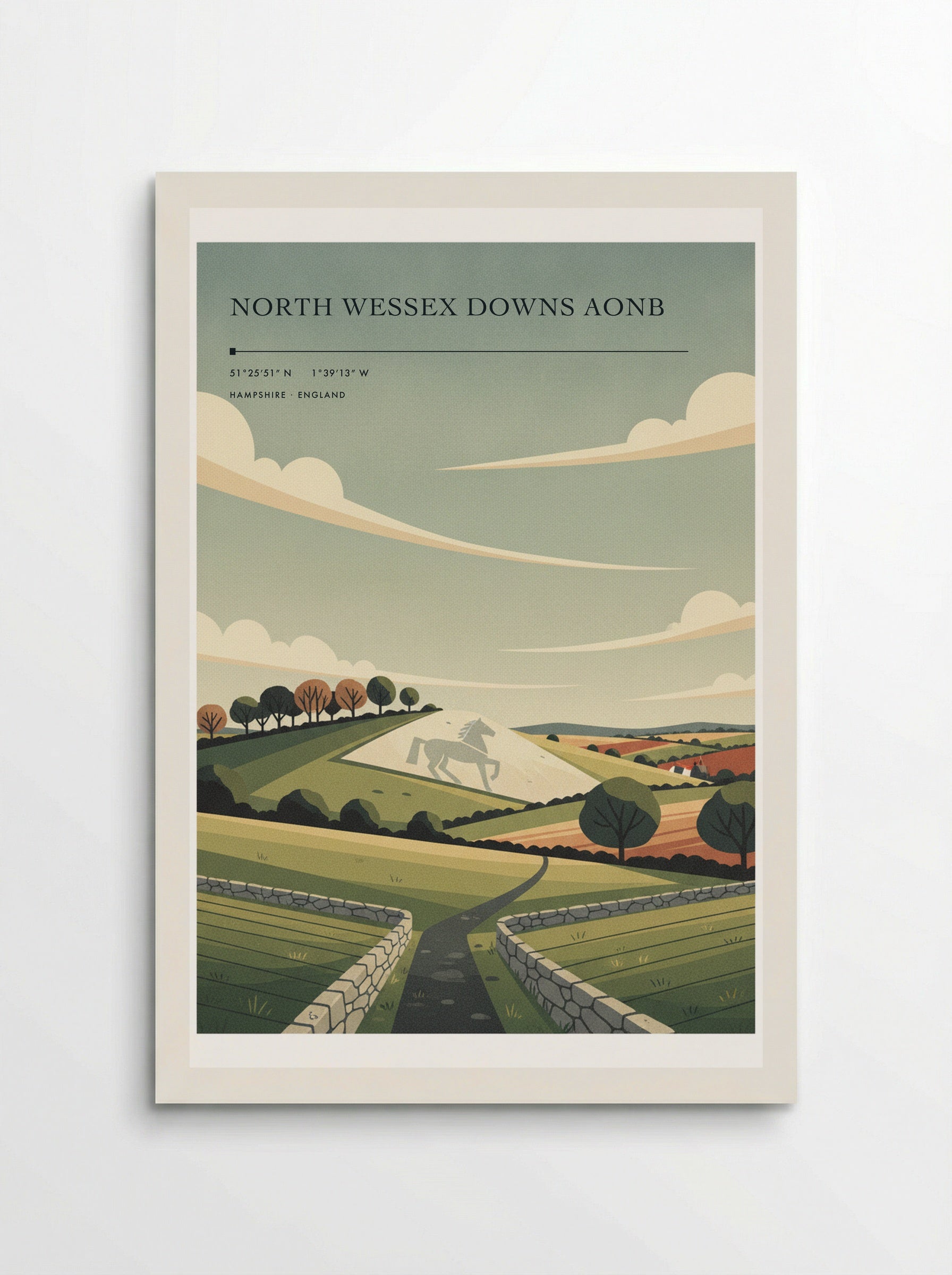 North Wessex Downs AONB Hampshire England Travel Poster - Poster