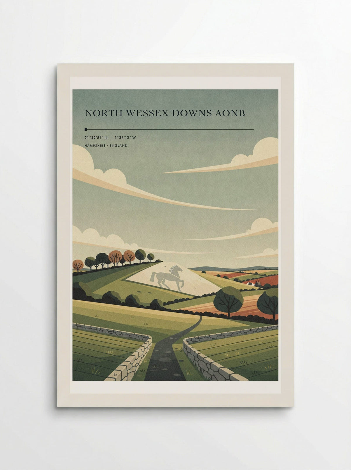 North Wessex Downs AONB Hampshire England Travel Poster - Poster