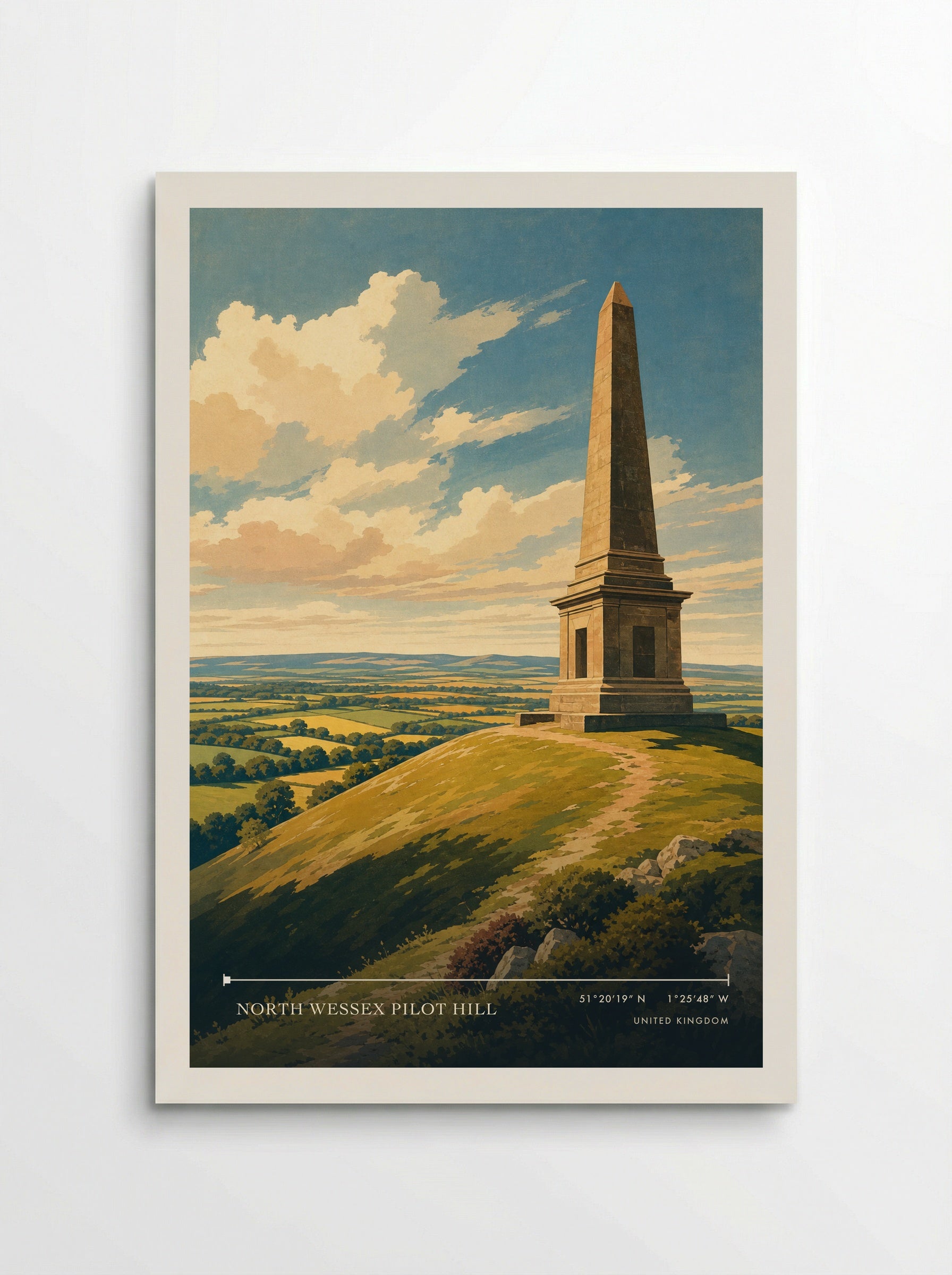 North Wessex Pilot Hill United Kingdom Travel Poster - Poster