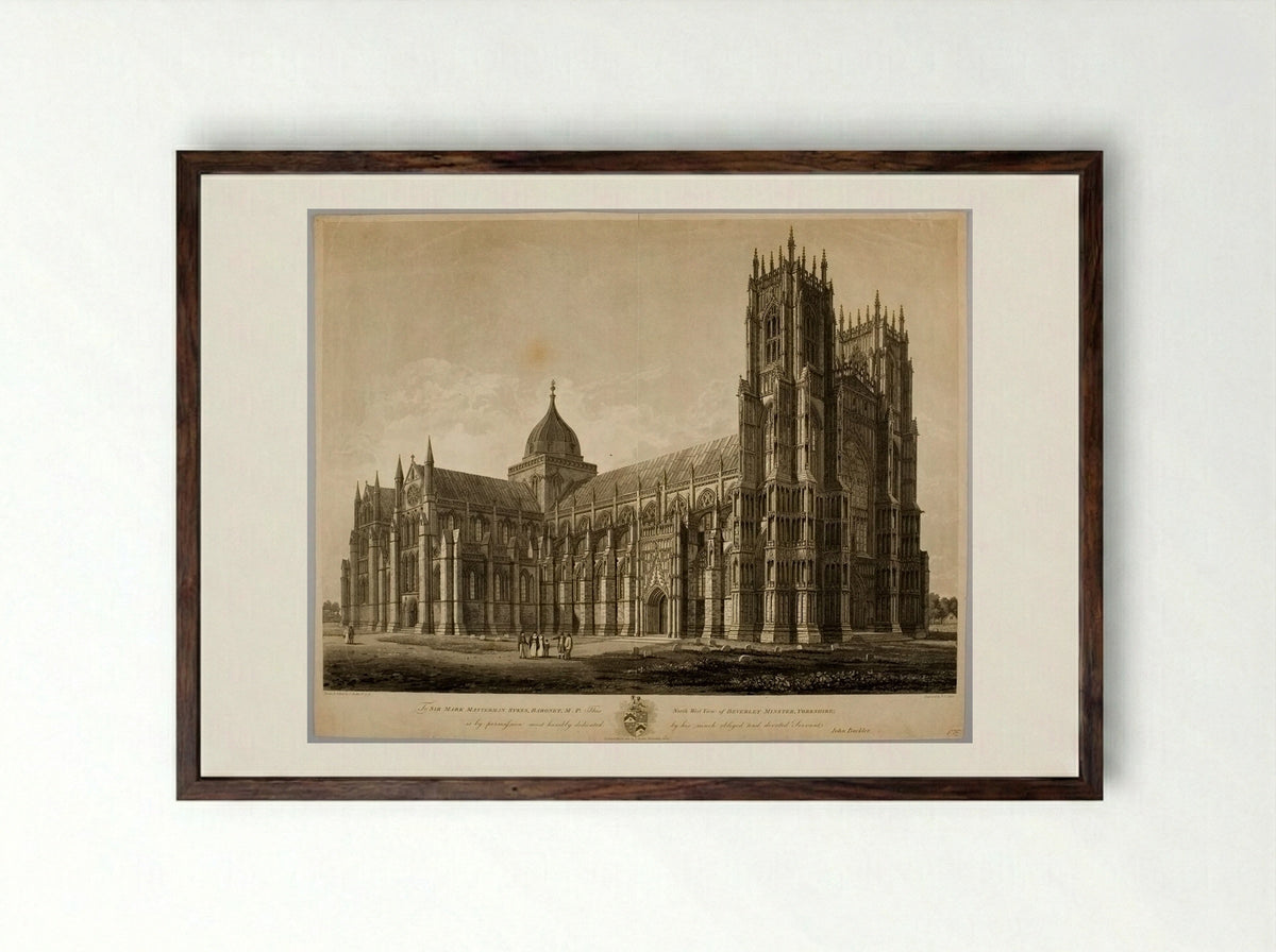 North West View of Beverley Minster, Yorkshire - Frederick Christian Lewis - Framed Print Dark Wood