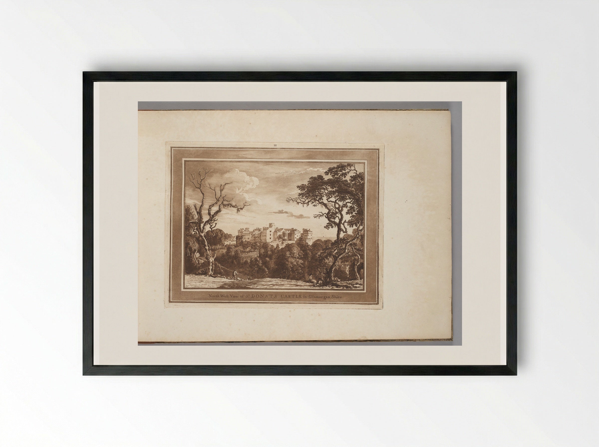 North West View of St. Donats Castle - Paul Sandby - Framed Print Black