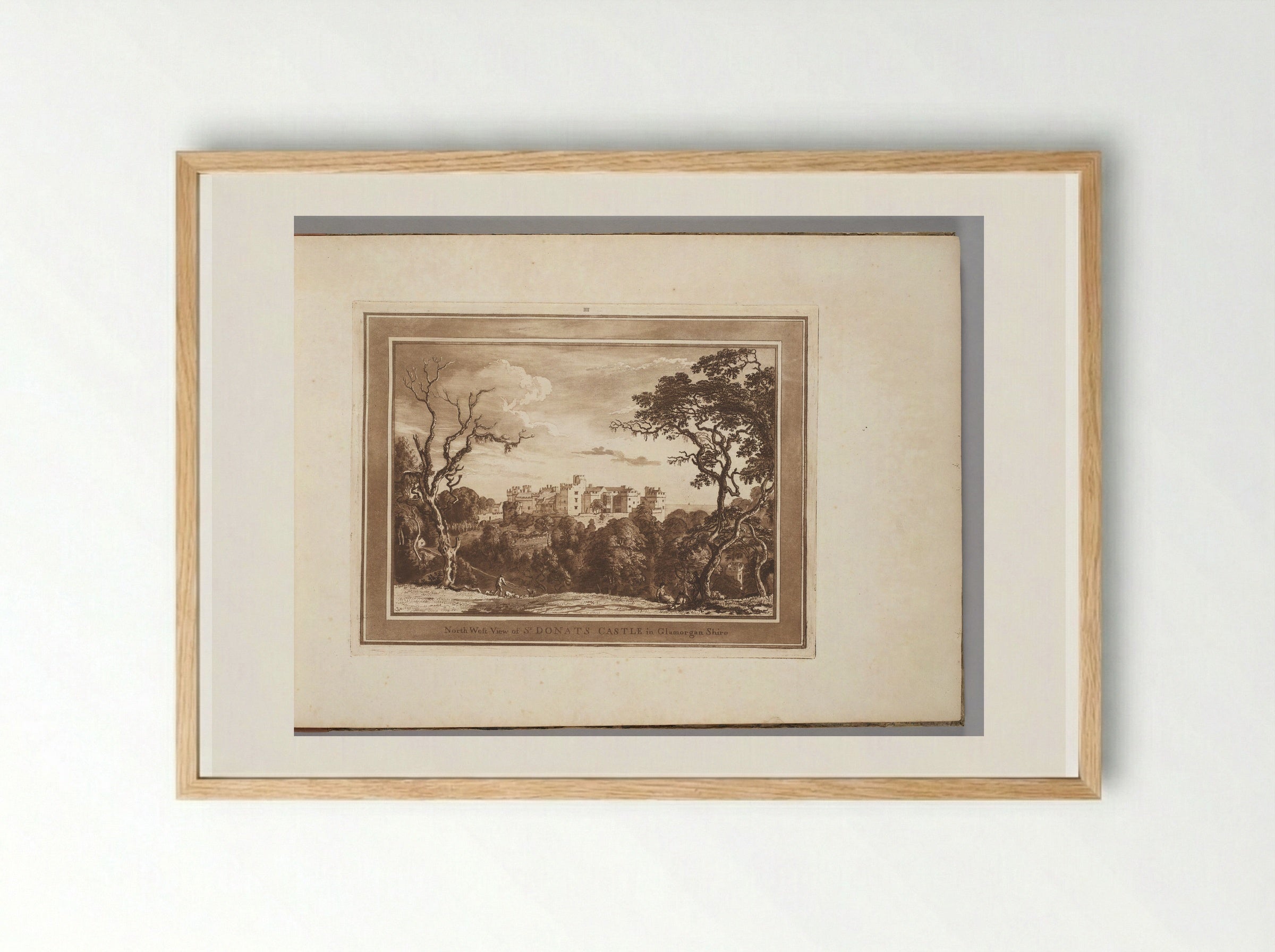 North West View of St. Donats Castle - Paul Sandby - Framed Print Wood
