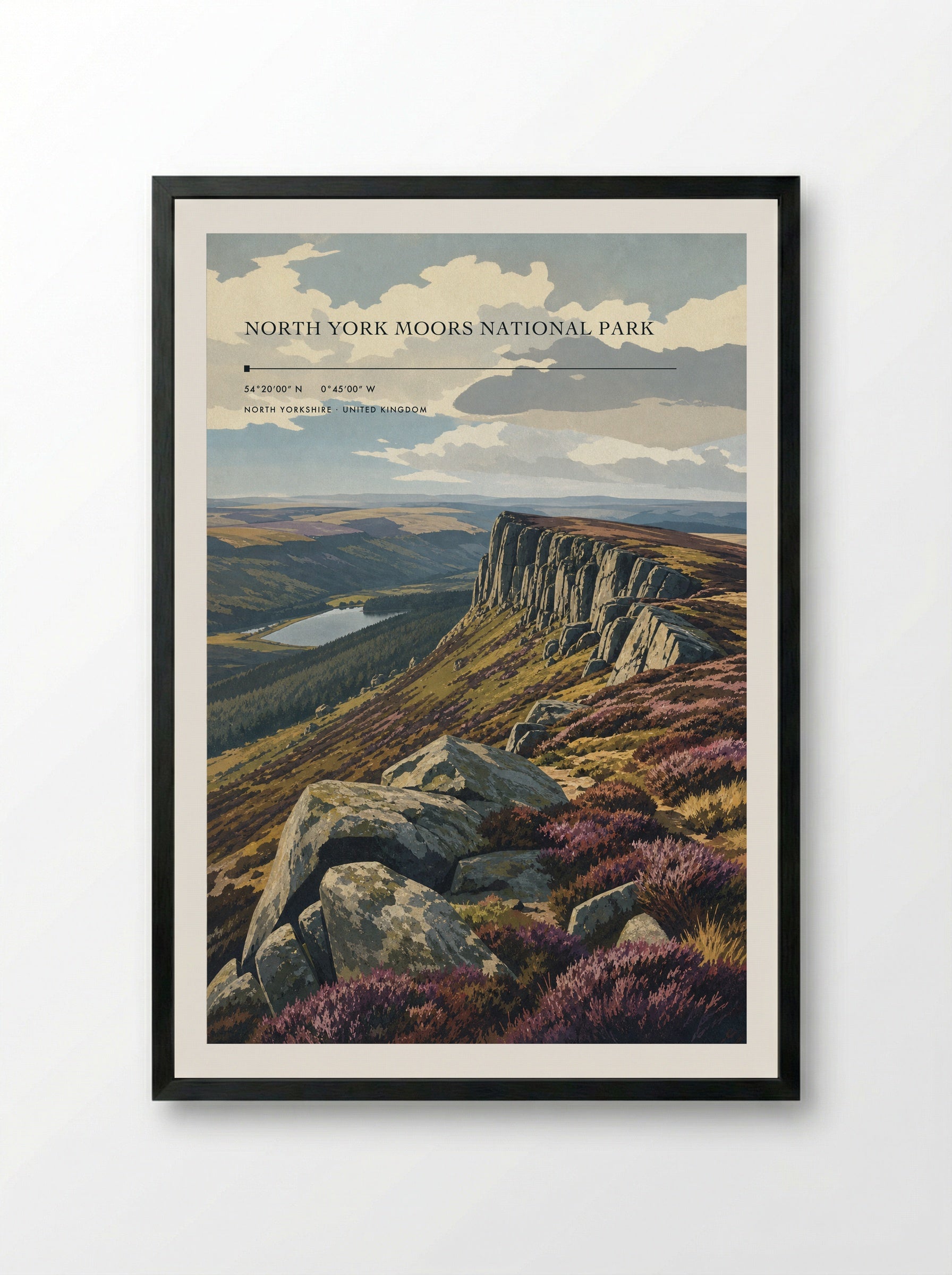 North York Moors National Park North Yorkshire United Kingdom Travel Poster - Framed Print Black