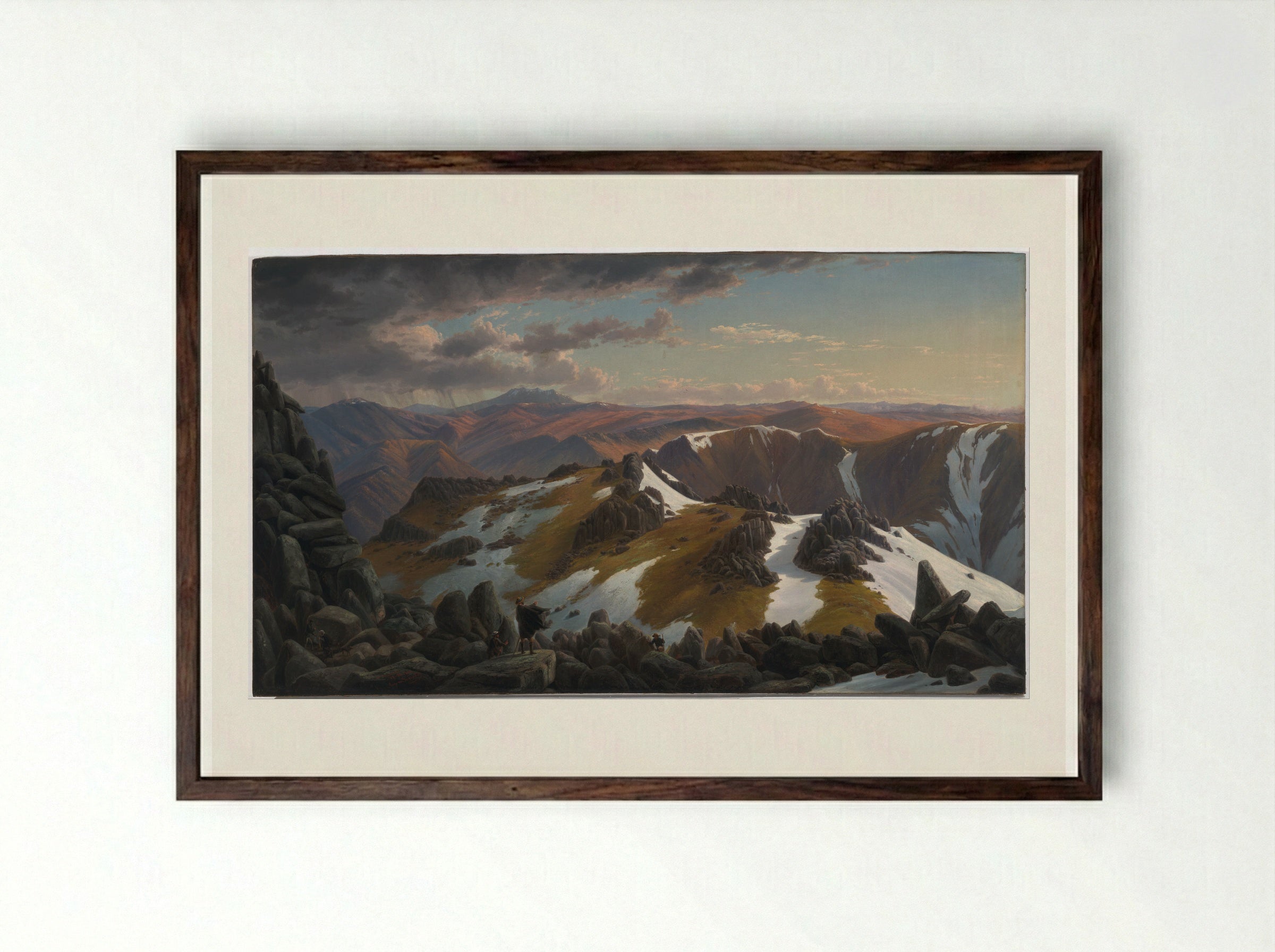 North-east view from the northern top of Mount Kosciusko - Eugene von Guerard - Framed Print Dark Wood