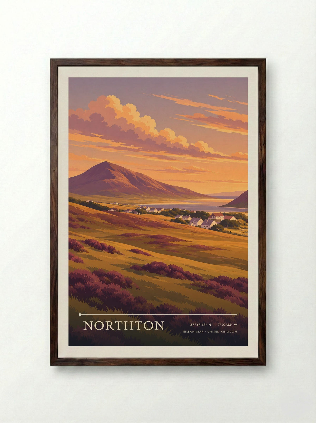 Northton, Eilean Siar | Travel Poster - Framed Print Dark Wood