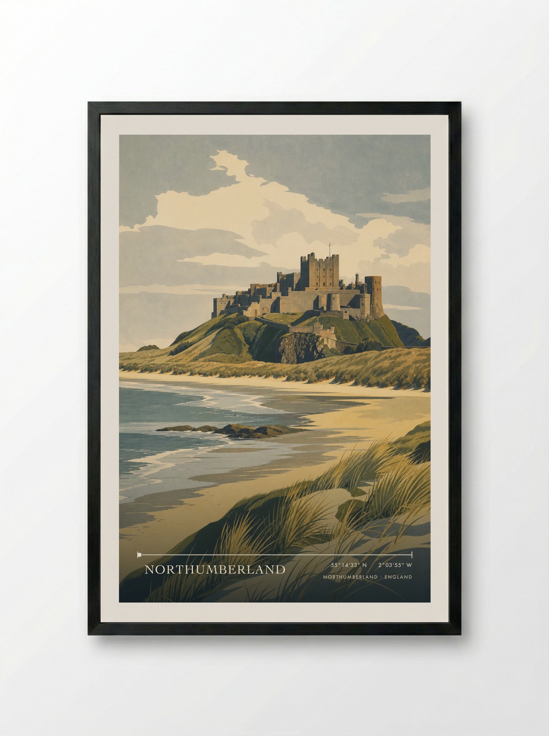 Northumberland England Travel Poster - Framed Print Black