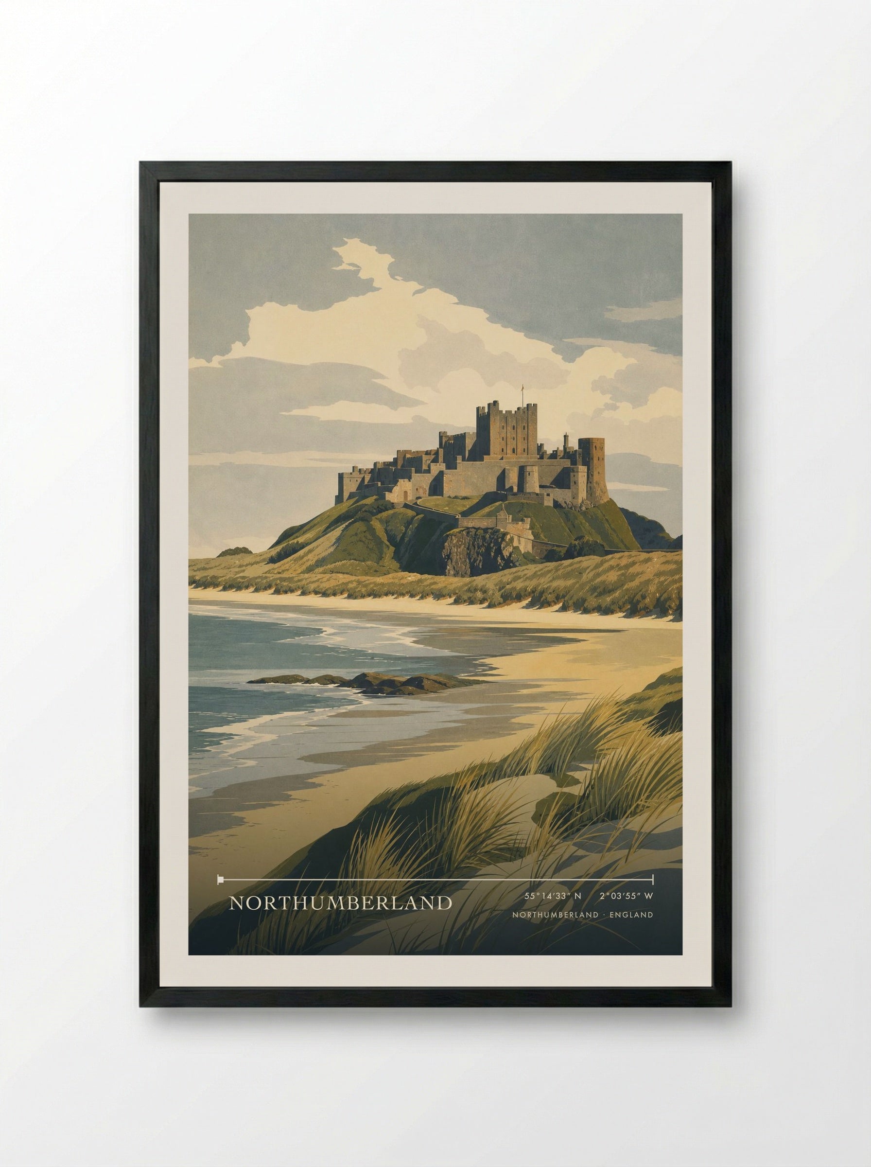 Northumberland England Travel Poster - Framed Print Black