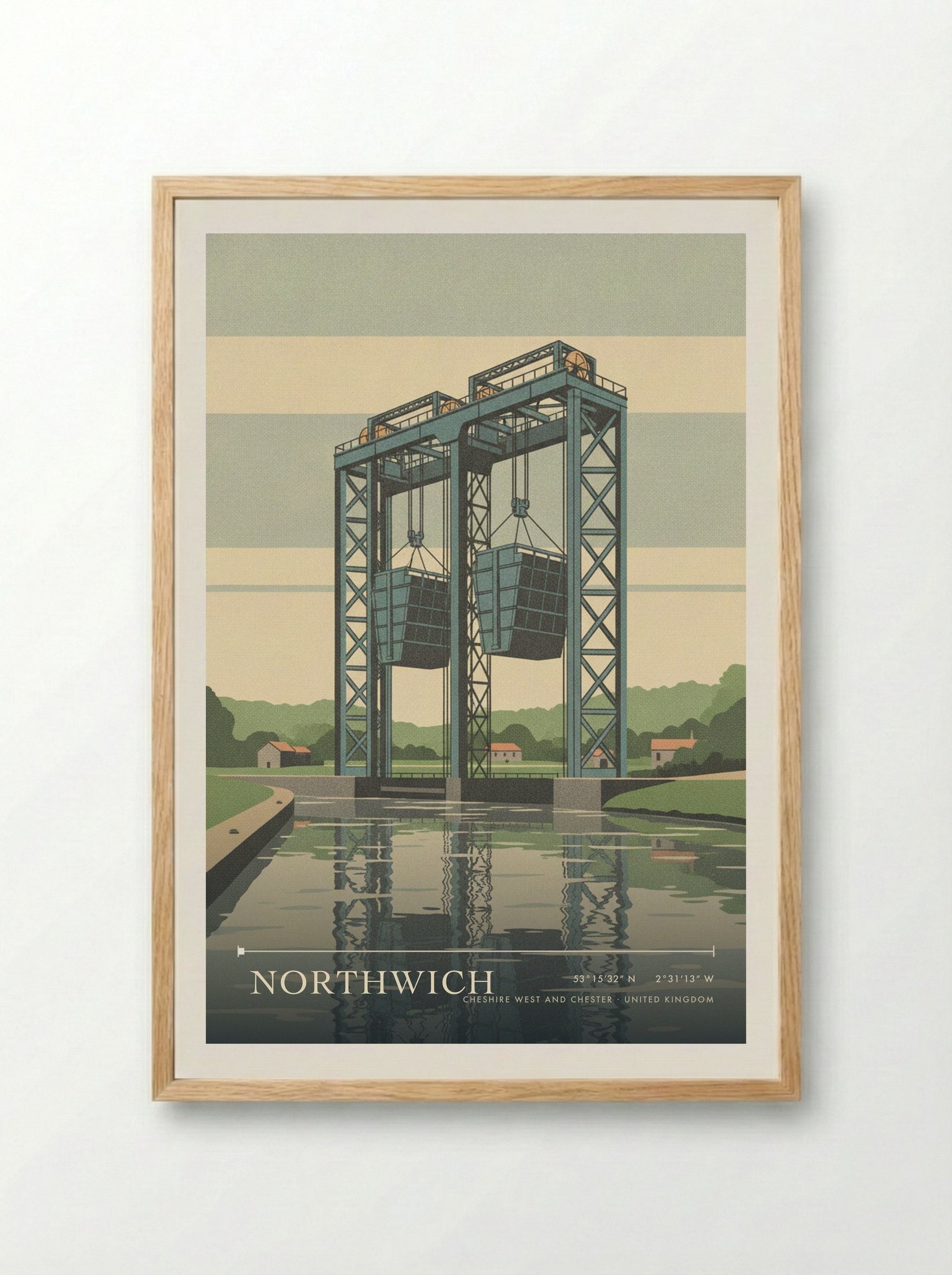 Northwich Cheshire West and Chester United Kingdom Travel Poster - Framed Print Wood