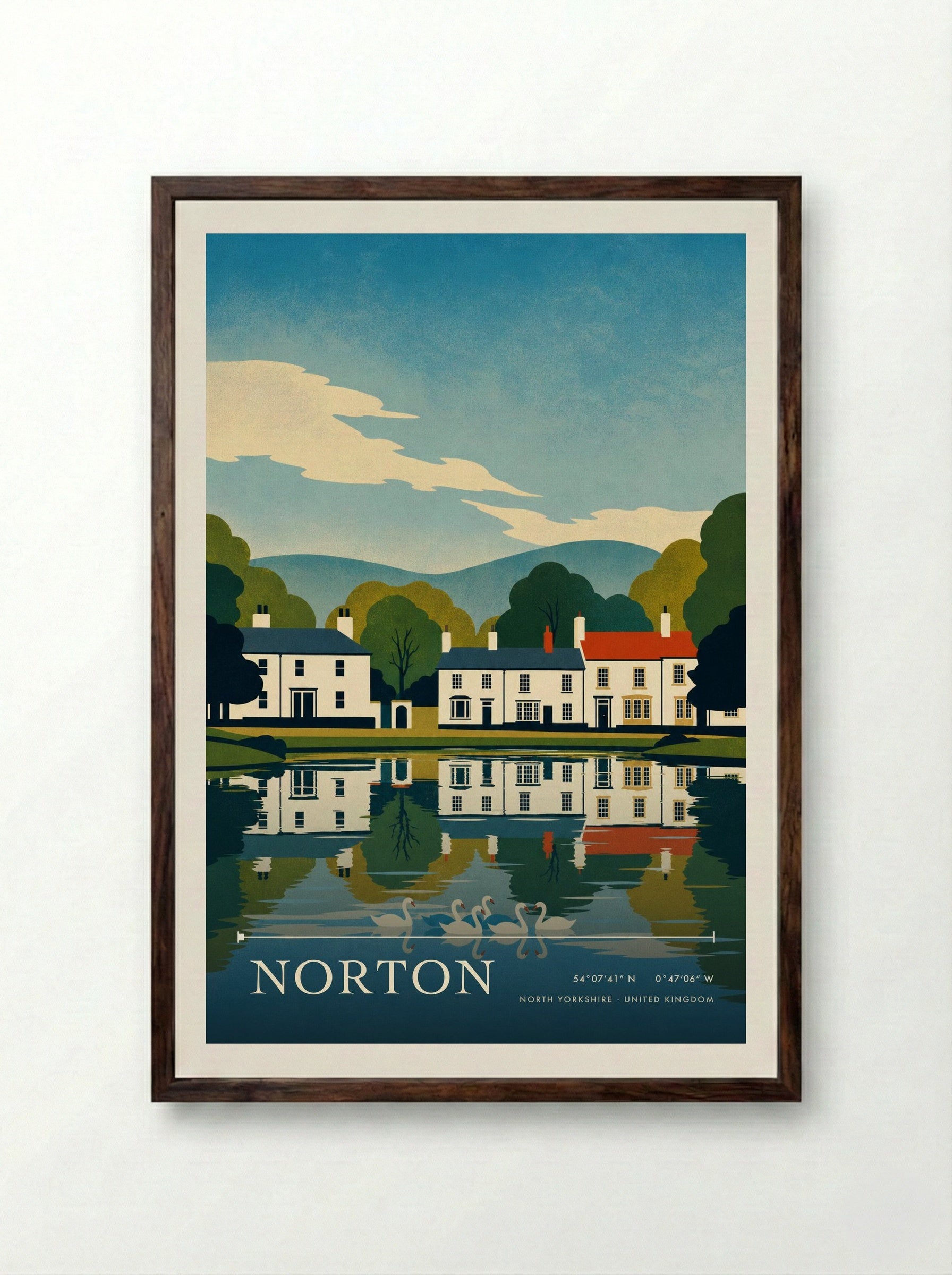 Norton North Yorkshire United Kingdom Travel Poster - Framed Print Dark Wood