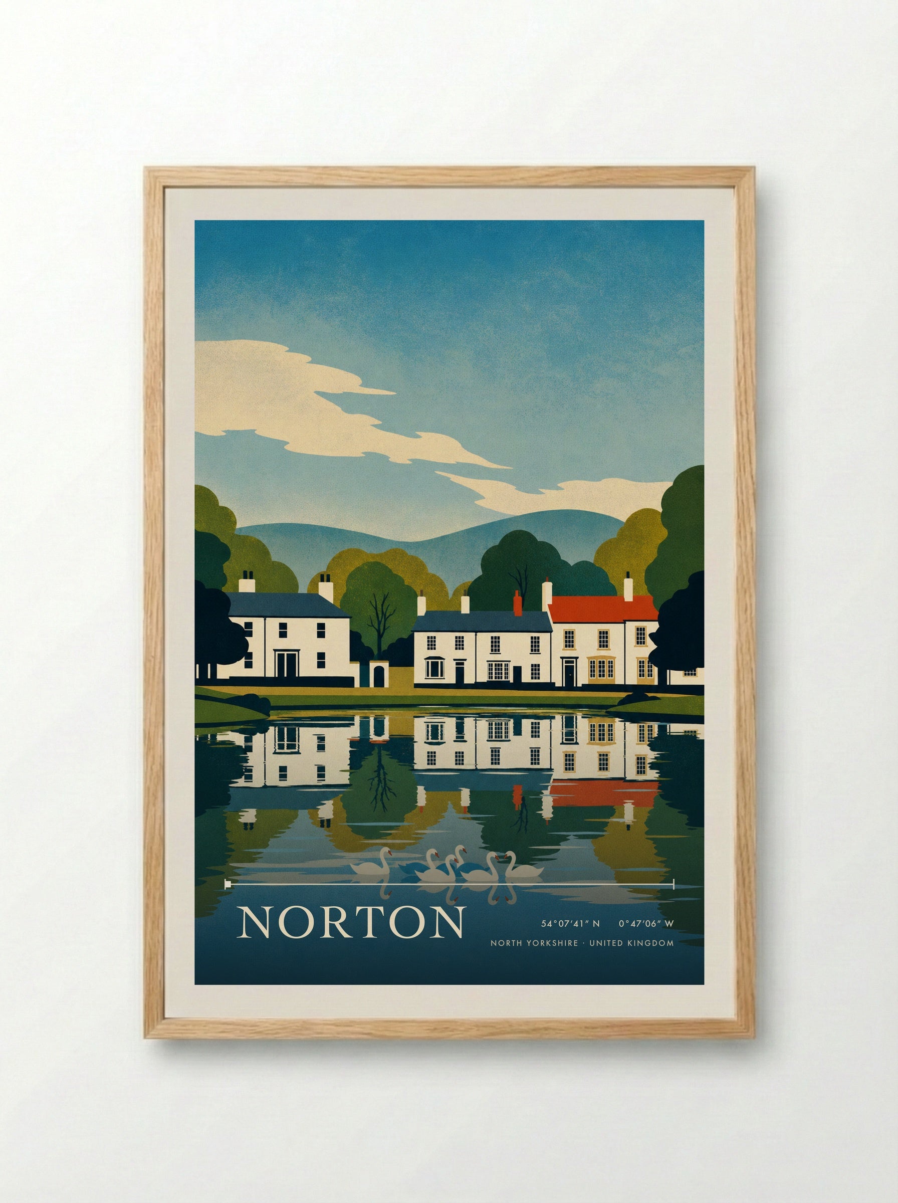 Norton North Yorkshire United Kingdom Travel Poster - Framed Print Wood