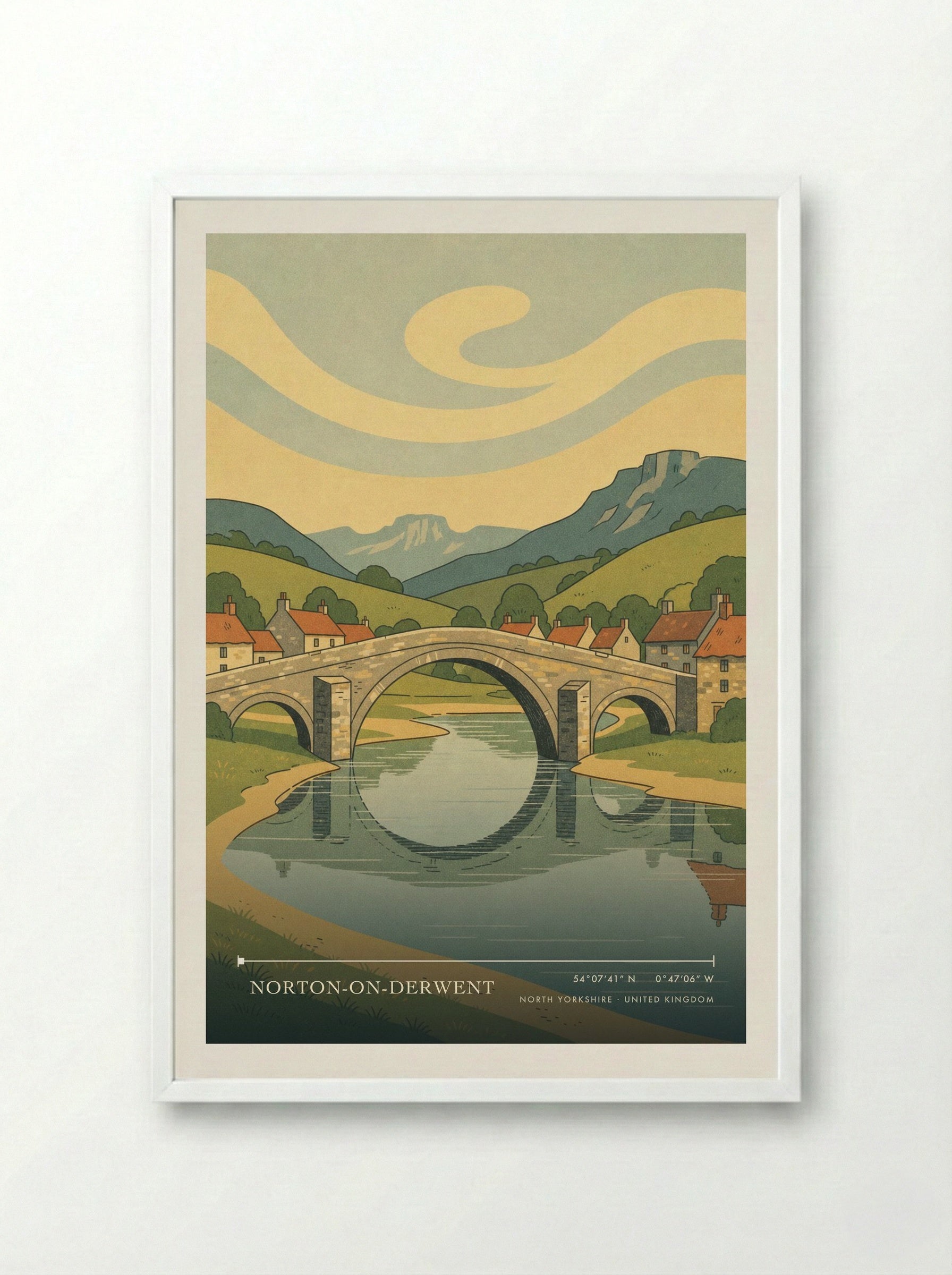 Norton-on-Derwent North Yorkshire United Kingdom Travel Poster - Framed Print White