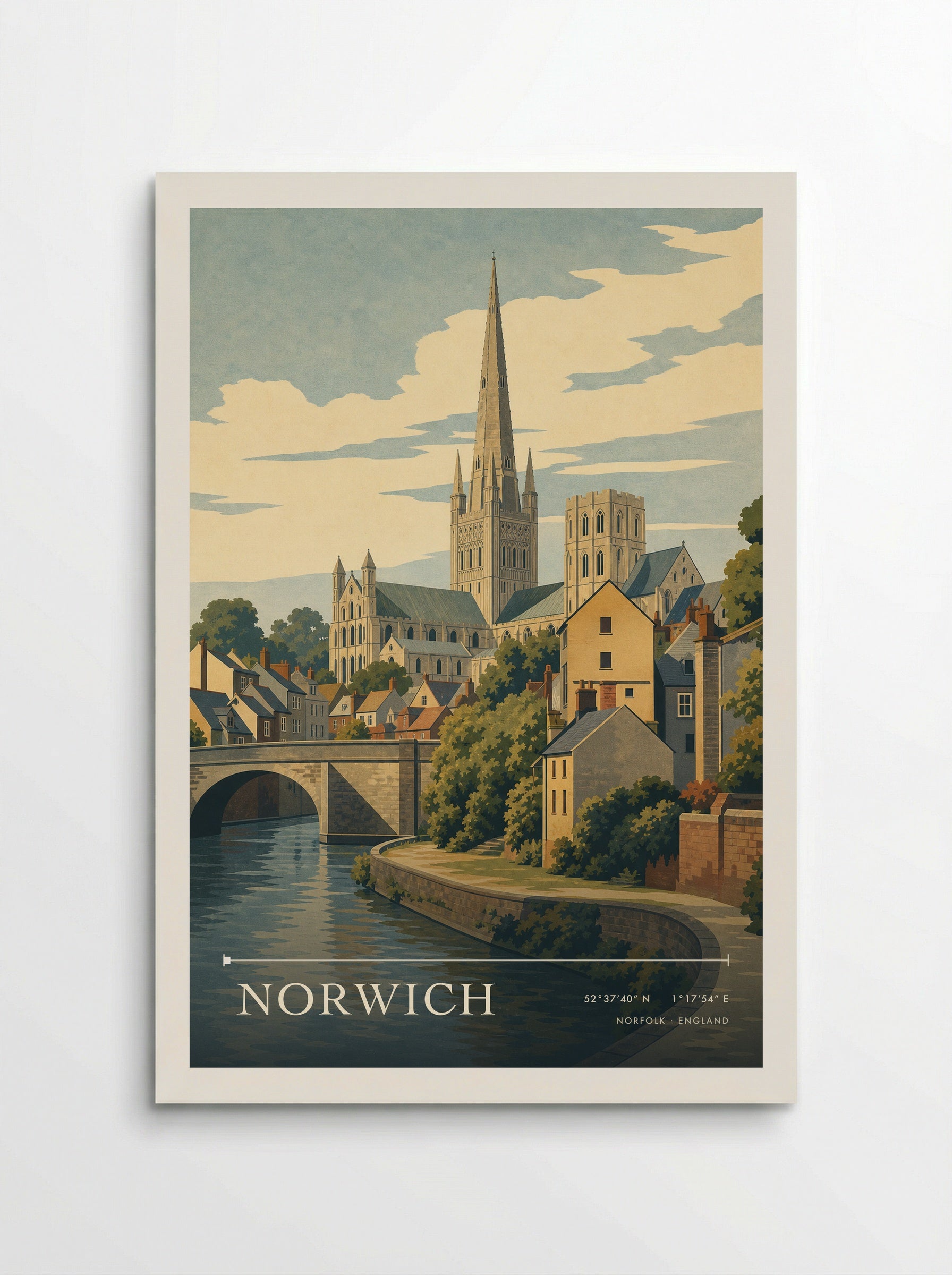 Norwich Norfolk England Travel Poster - Poster