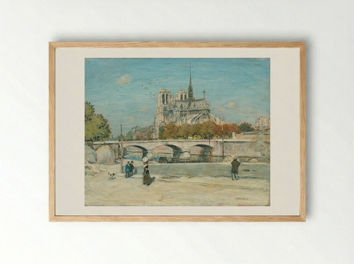 Notre Dame Seen from the Quai de la Tournelle - Jean-François Raffaëlli - Framed Print Wood