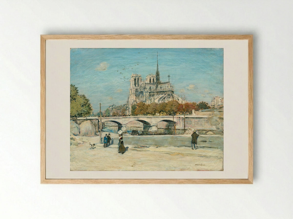 Notre Dame Seen from the Quai de la Tournelle - Jean-François Raffaëlli - Framed Print Wood