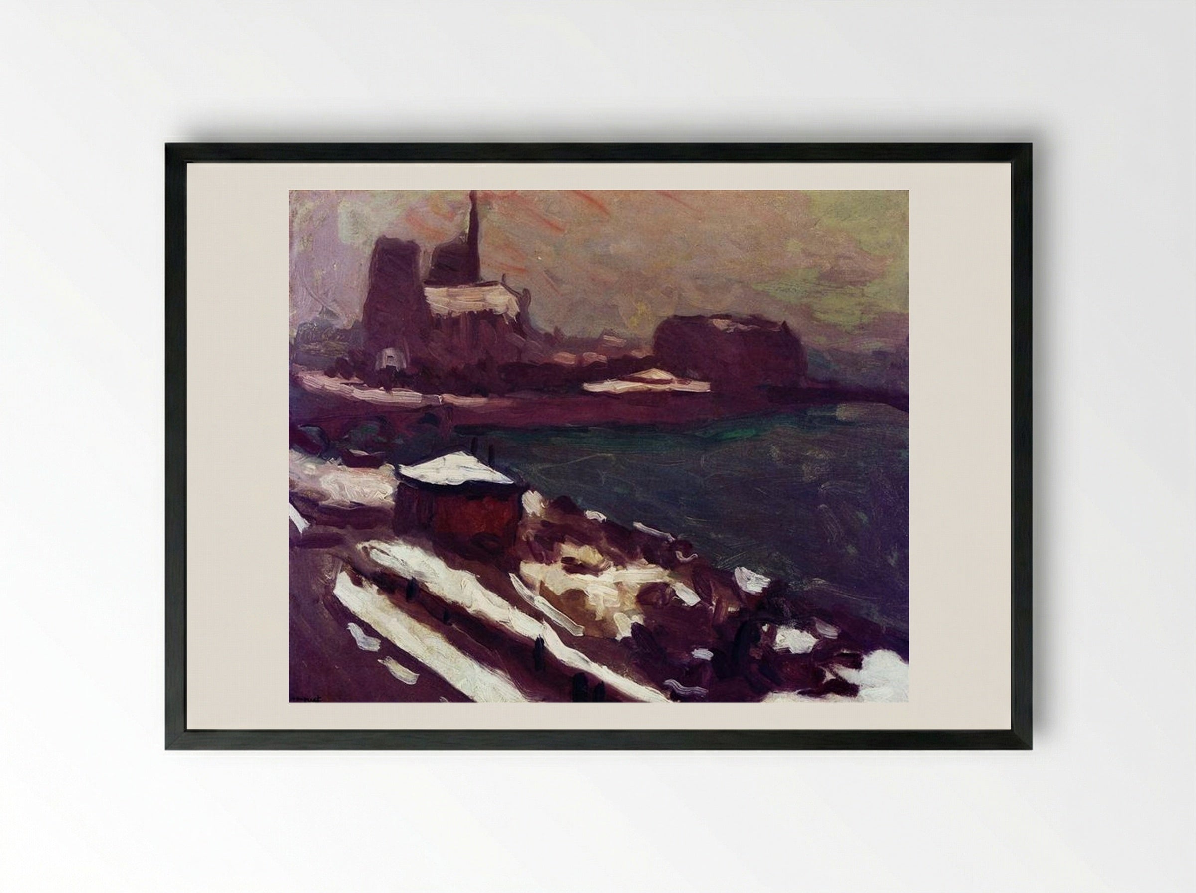 Notre-Dame in Winter - Albert Marquet - Framed Print Black