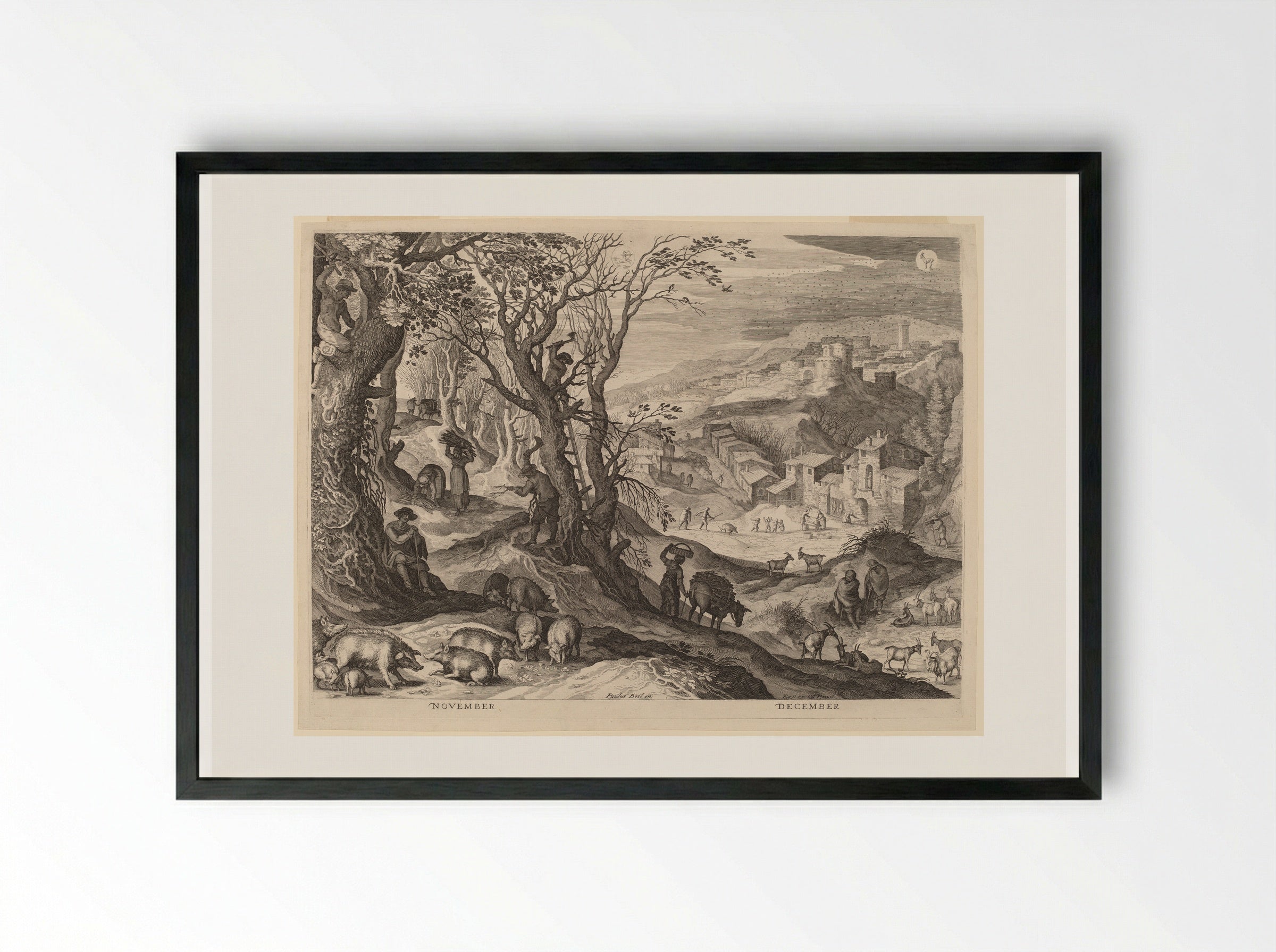 November and December - Aegidius Sadeler II - Framed Print Black