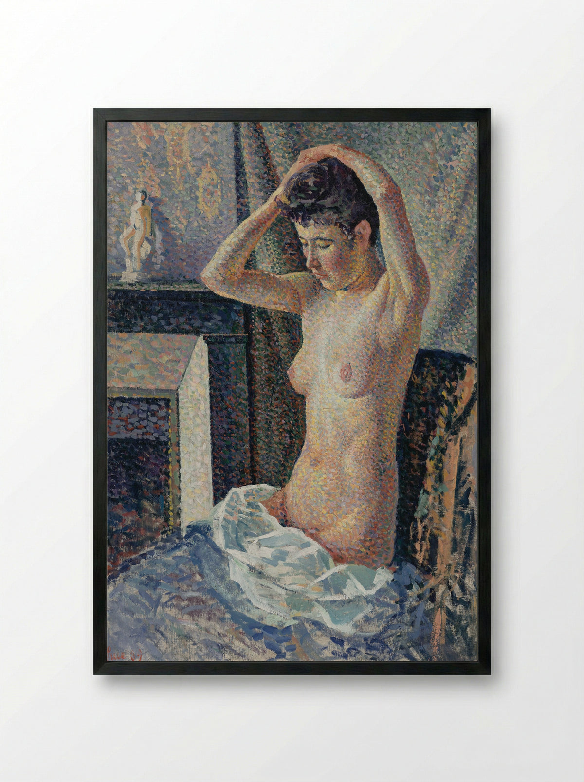 Nu Se Coiffant - Maximilien Luce - Framed Print Black