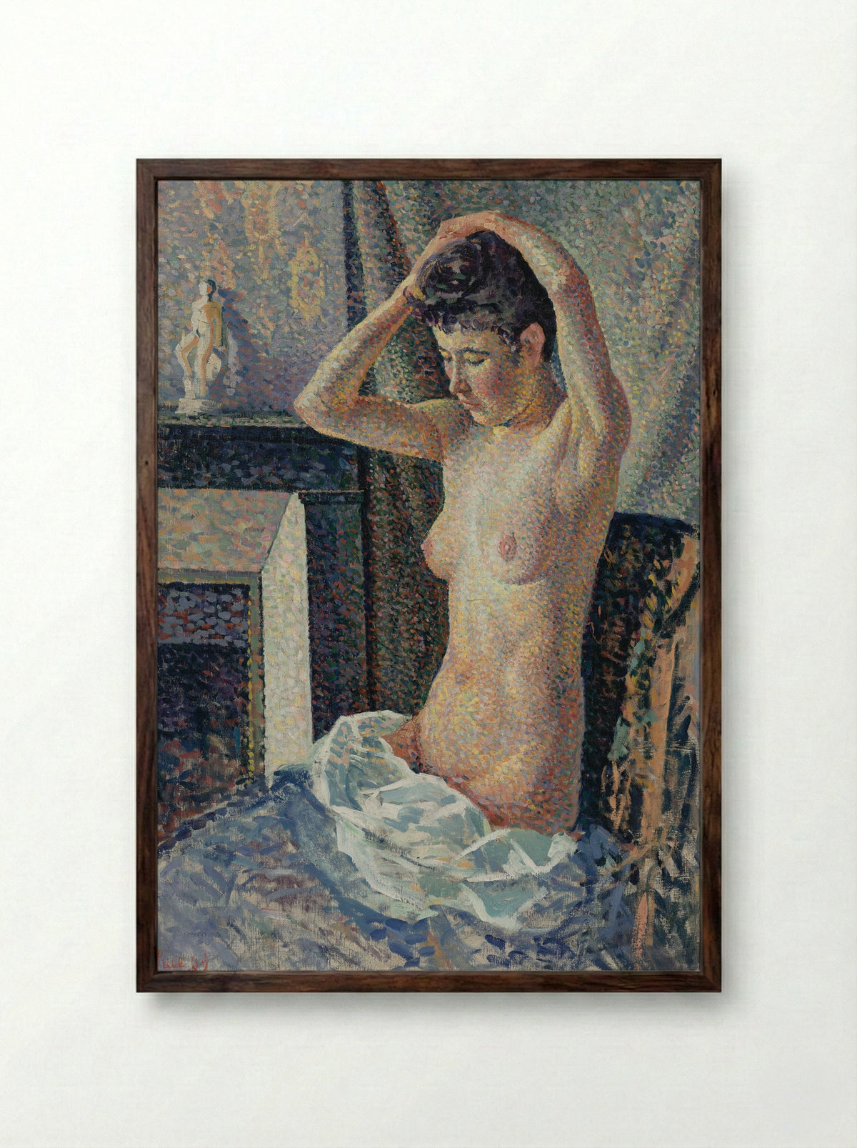 Nu Se Coiffant - Maximilien Luce - Framed Print Dark Wood
