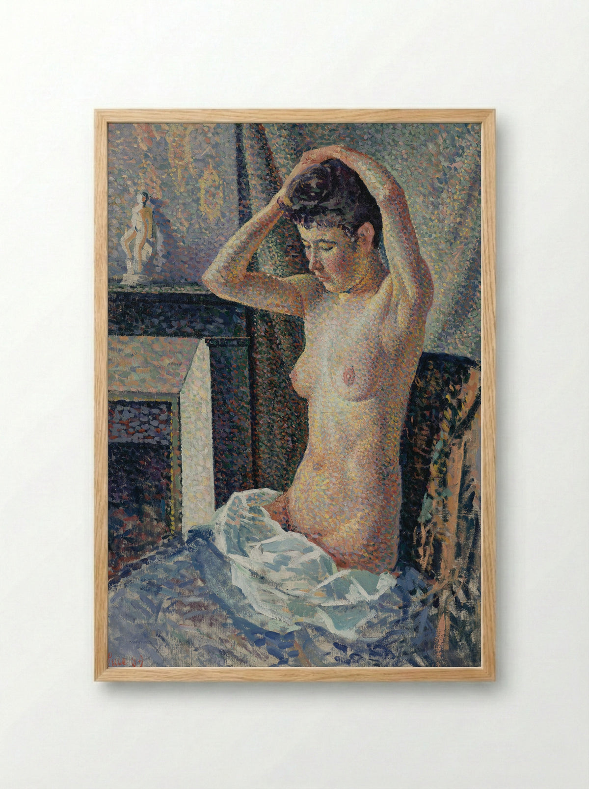 Nu Se Coiffant - Maximilien Luce - Framed Print Wood