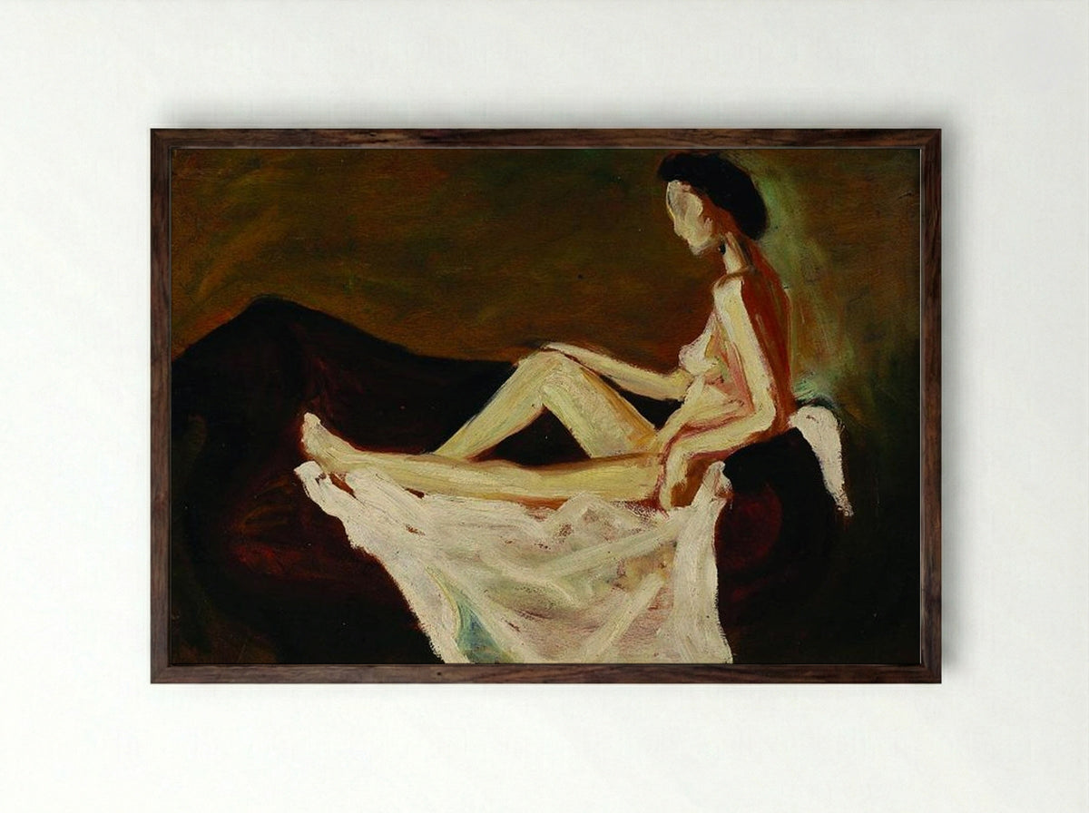 Nu feminino - Mario Eloy - Framed Print Dark Wood