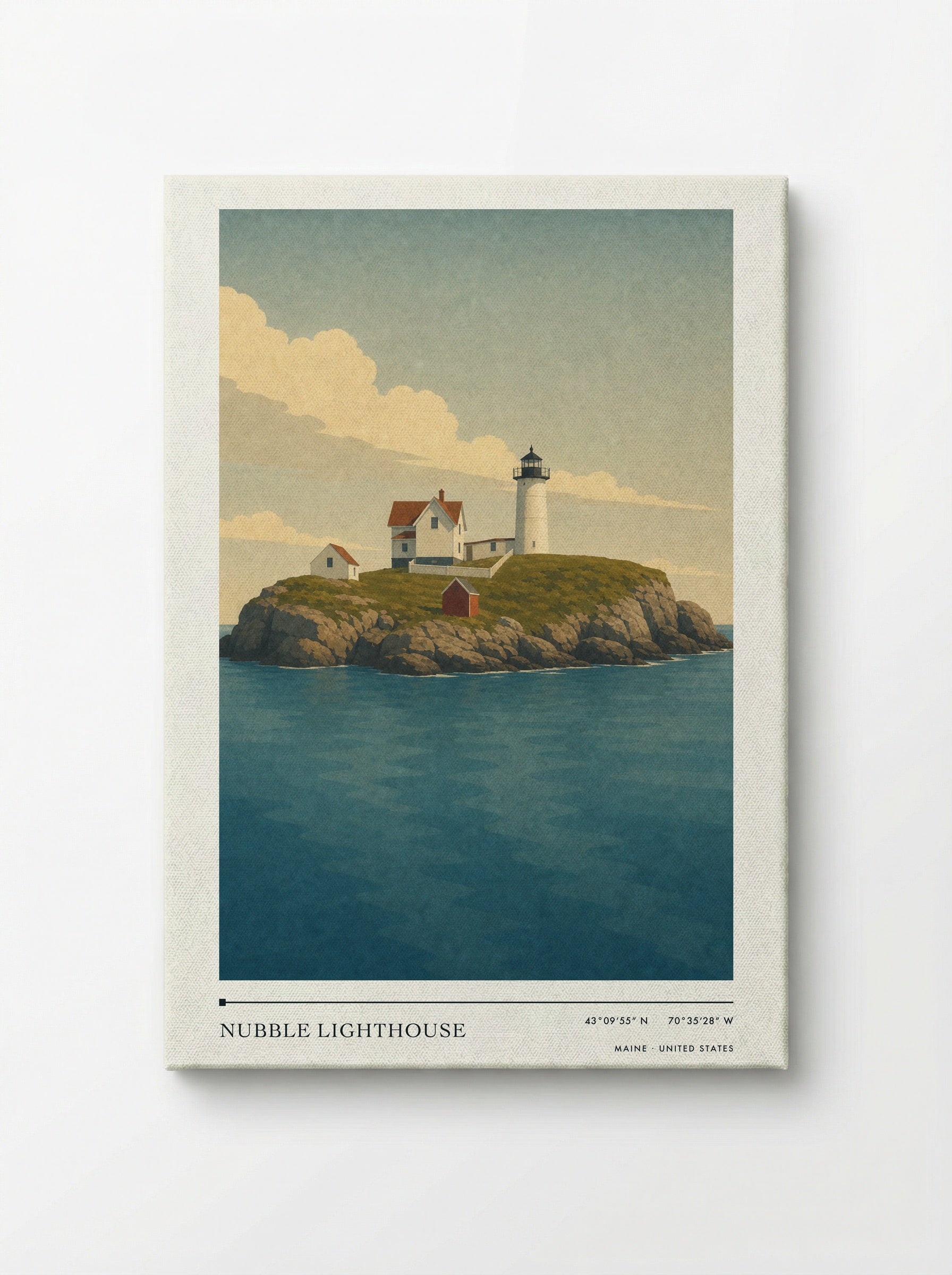 Nubble Lighthouse Travel Poster Artwork - Canvas