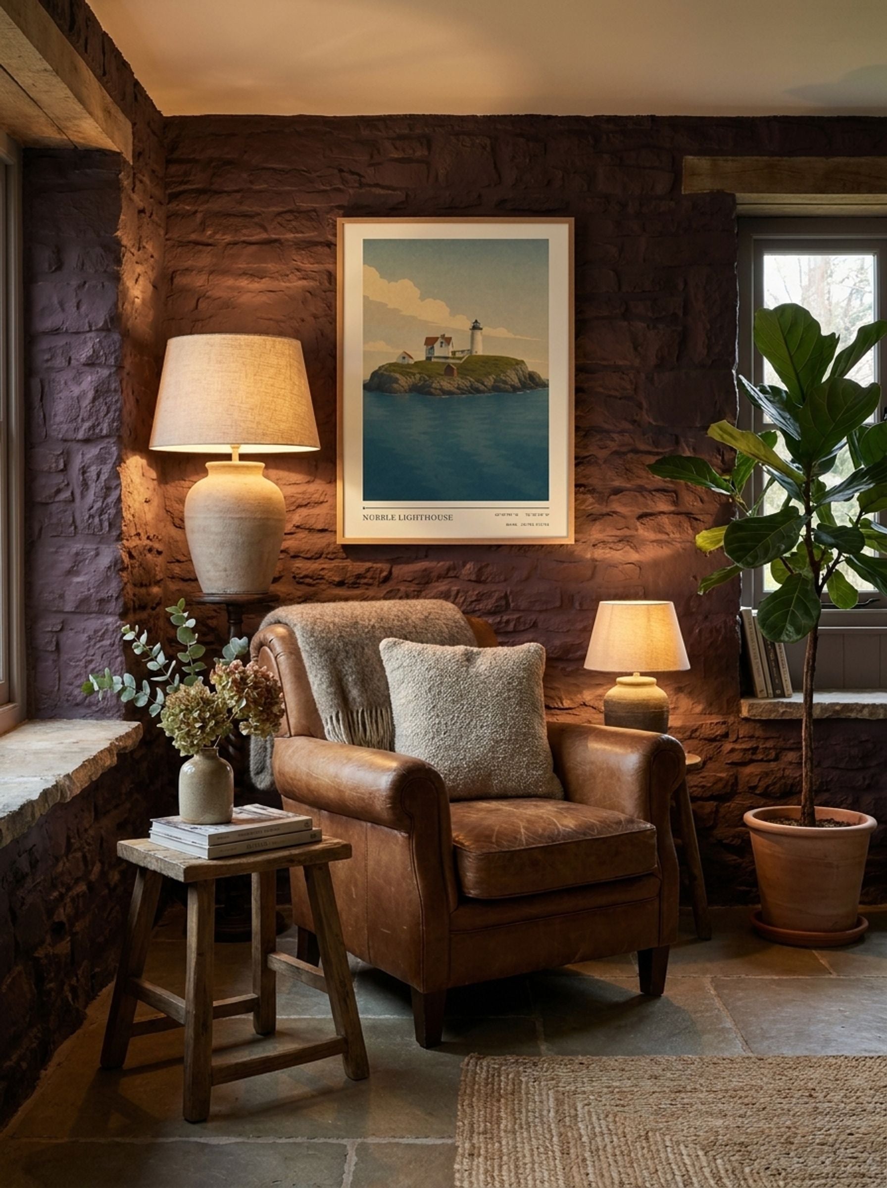 Nubble Lighthouse Travel Poster Artwork - Lifestyle