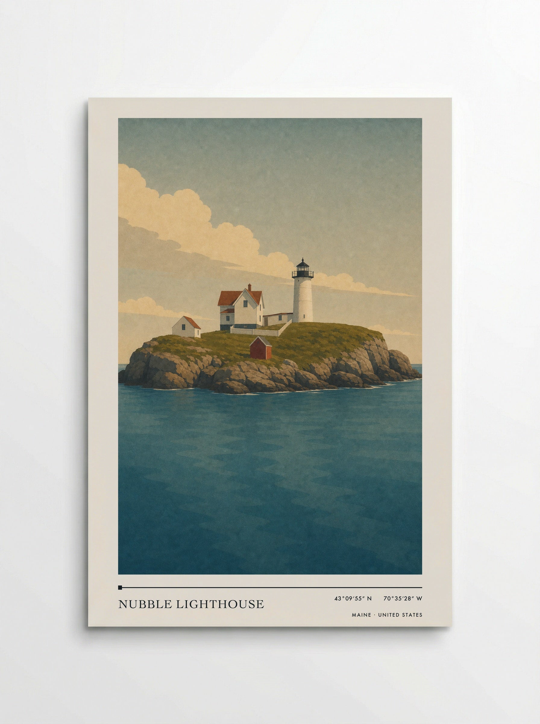 Nubble Lighthouse Travel Poster Artwork - Poster