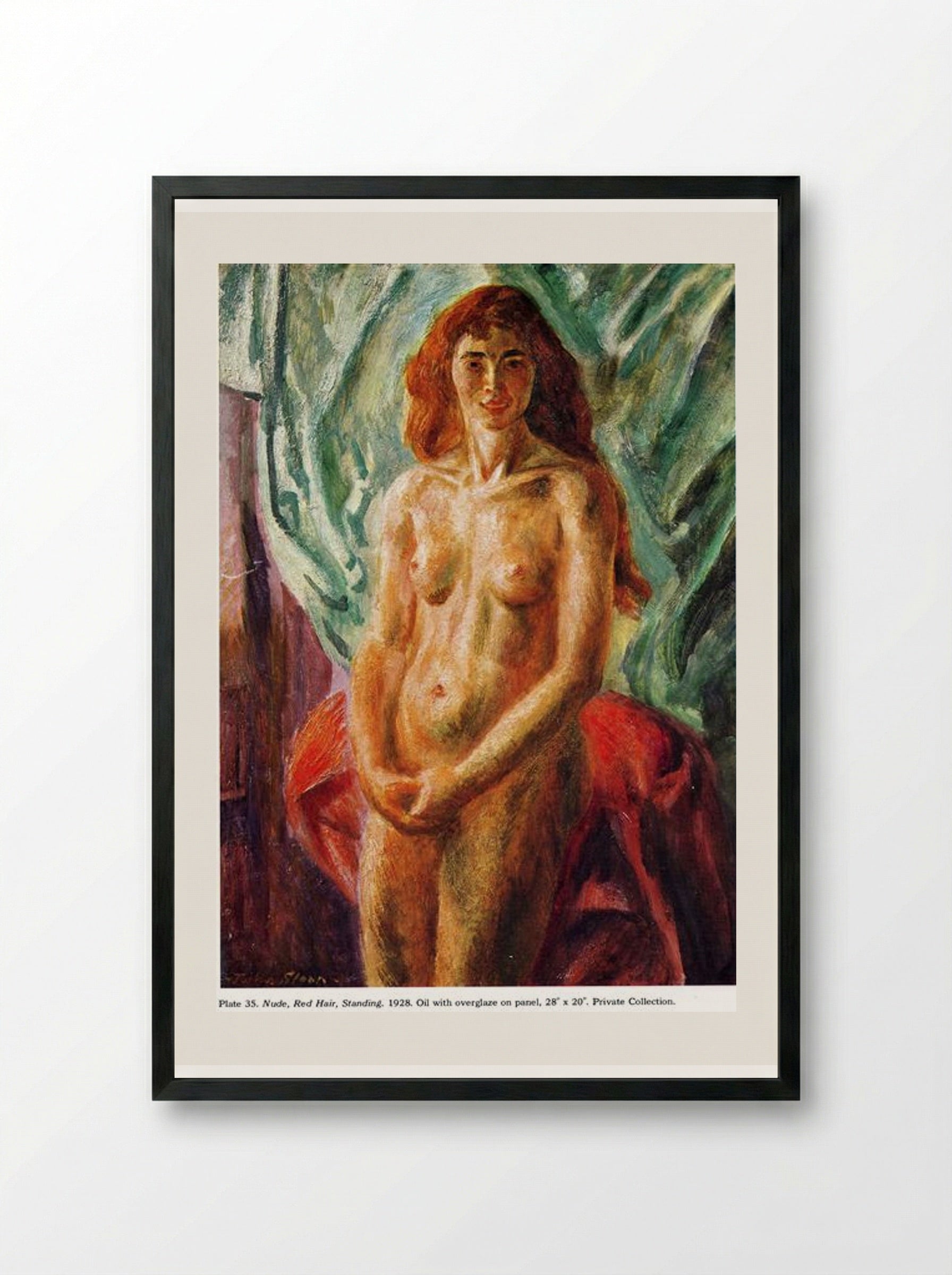 Nude, Red Hair, Standing - John French Sloan - Framed Print Black
