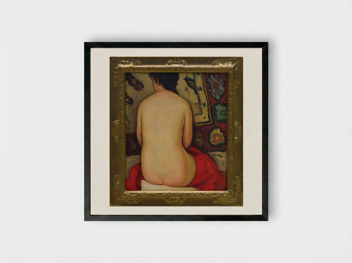 Nude (Seated Figure) - Nicolae Tonitza - Framed Print Black